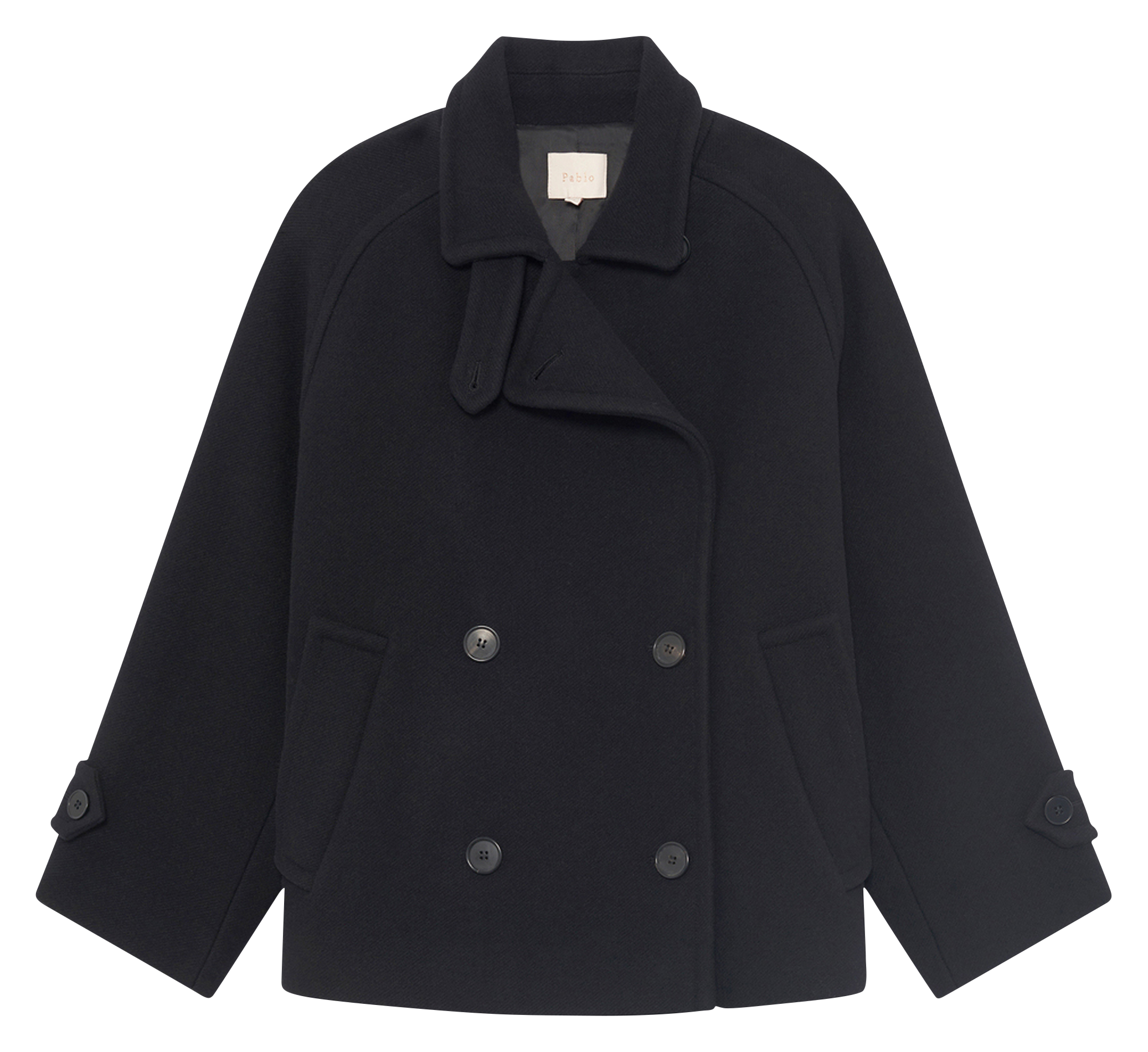 Manteau col chemise en laine mélangée Noir