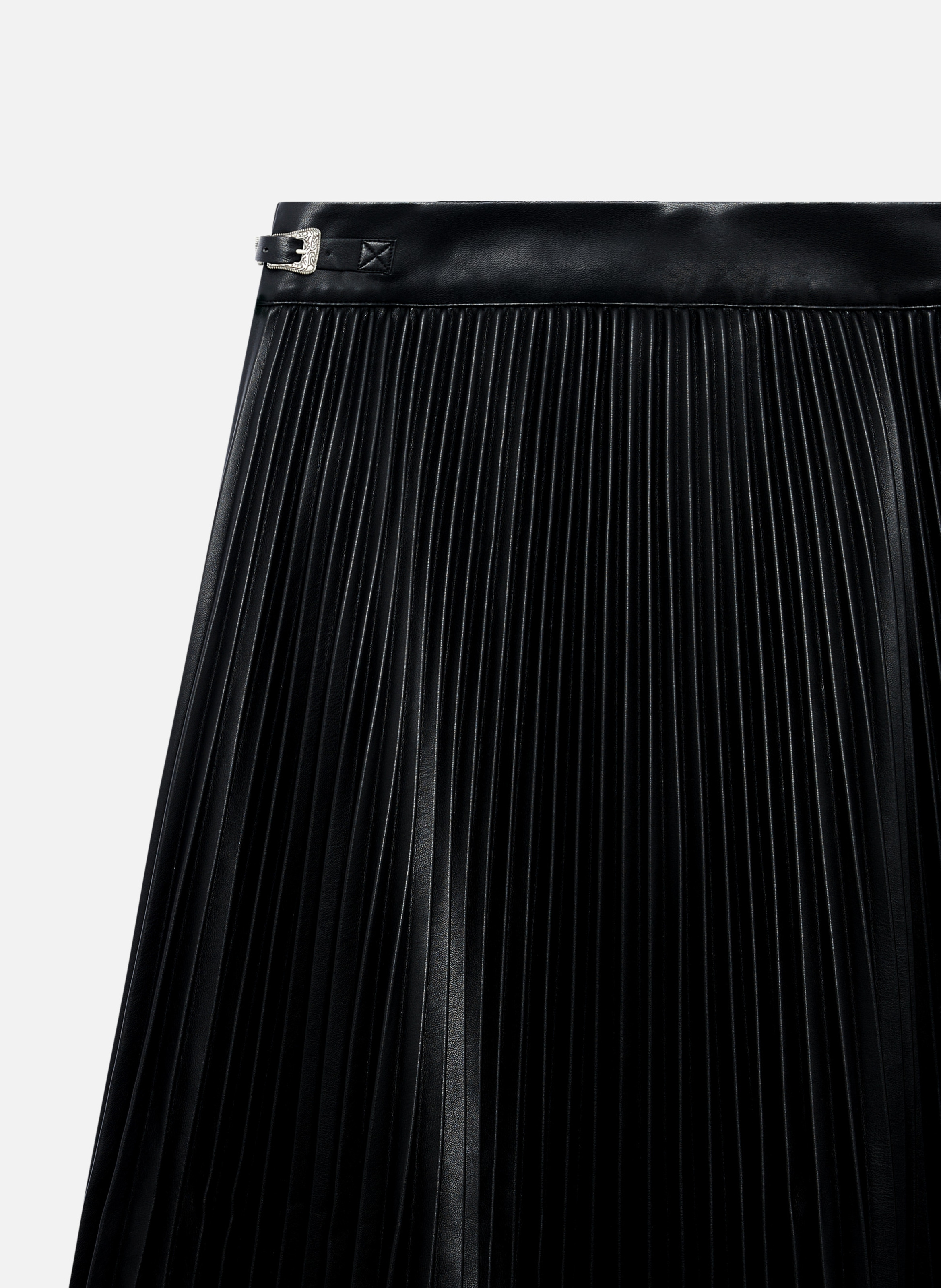 Pleated faux leather long skirt THE KOOPLES Black
