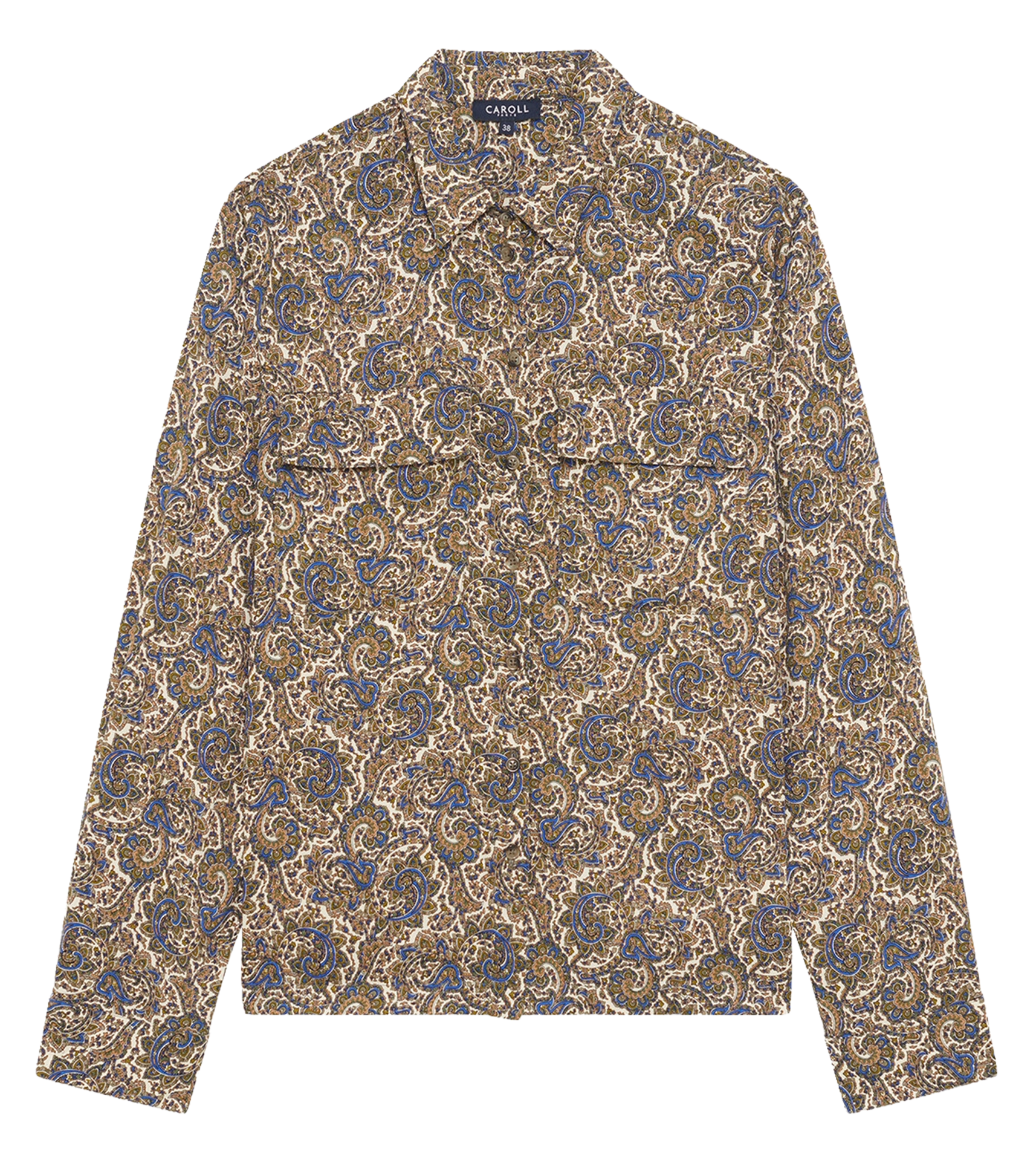 Straight printed shirt with classic collar CAROLL Beige