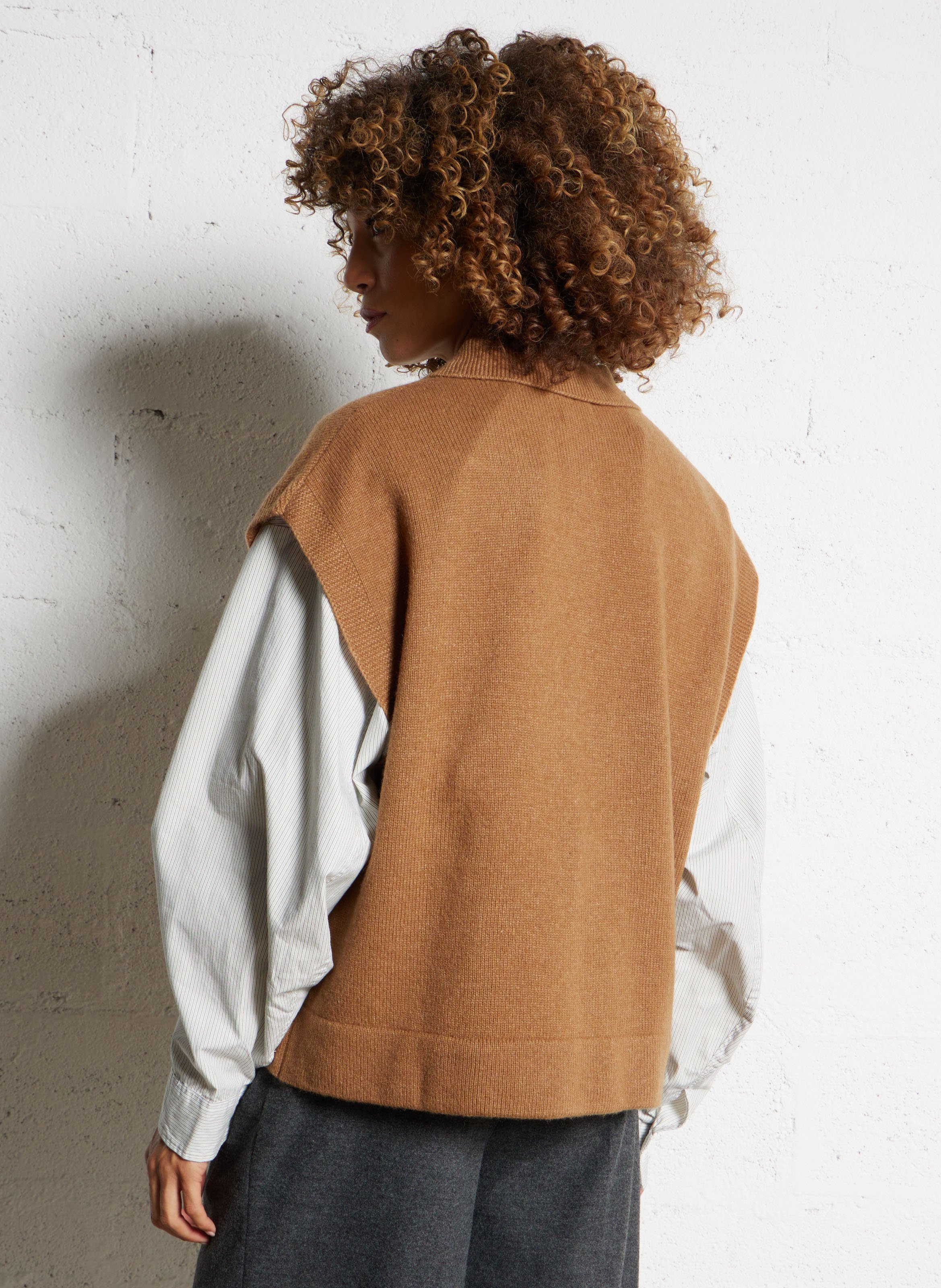 Pull oversize en laine mélangée BELLEROSE Marron