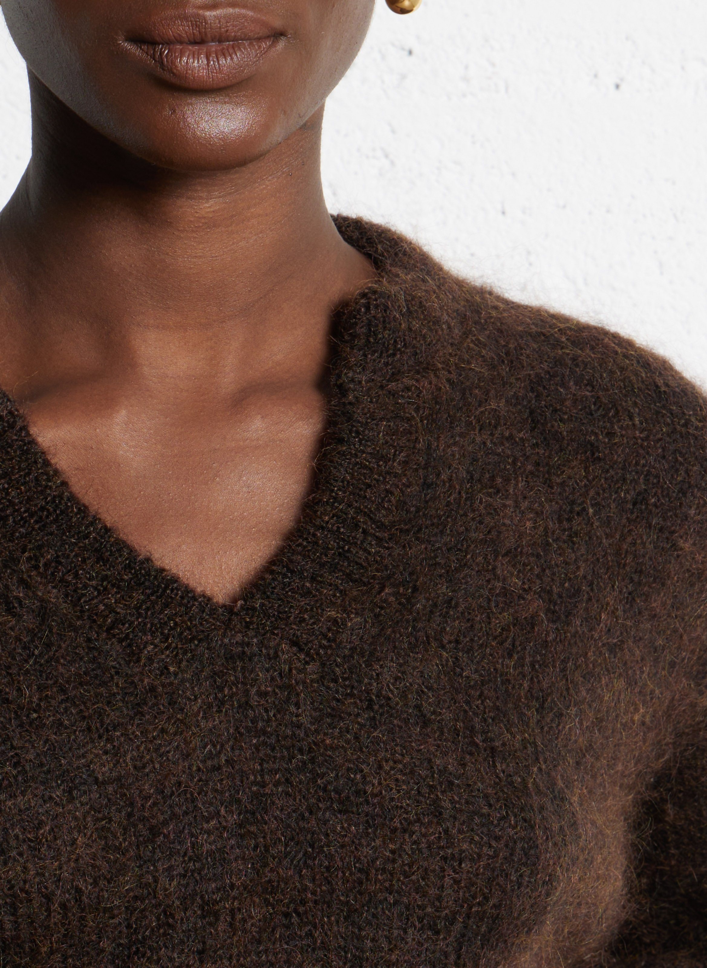 Oversized turtleneck sweater in mixed wool DES PETITS HAUTS Brown
