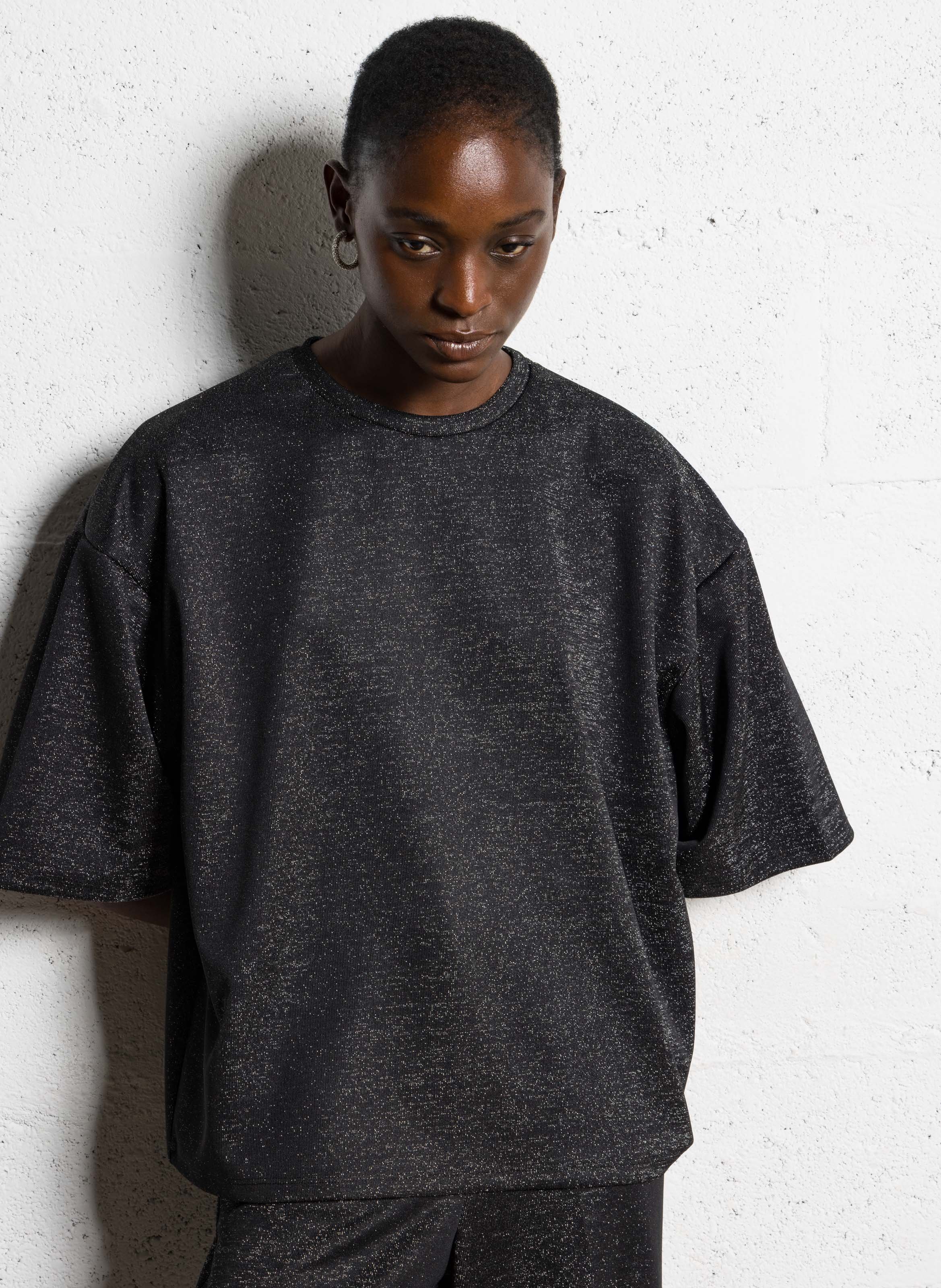 Oversized flowy sequined T-shirt IMPERIAL Black