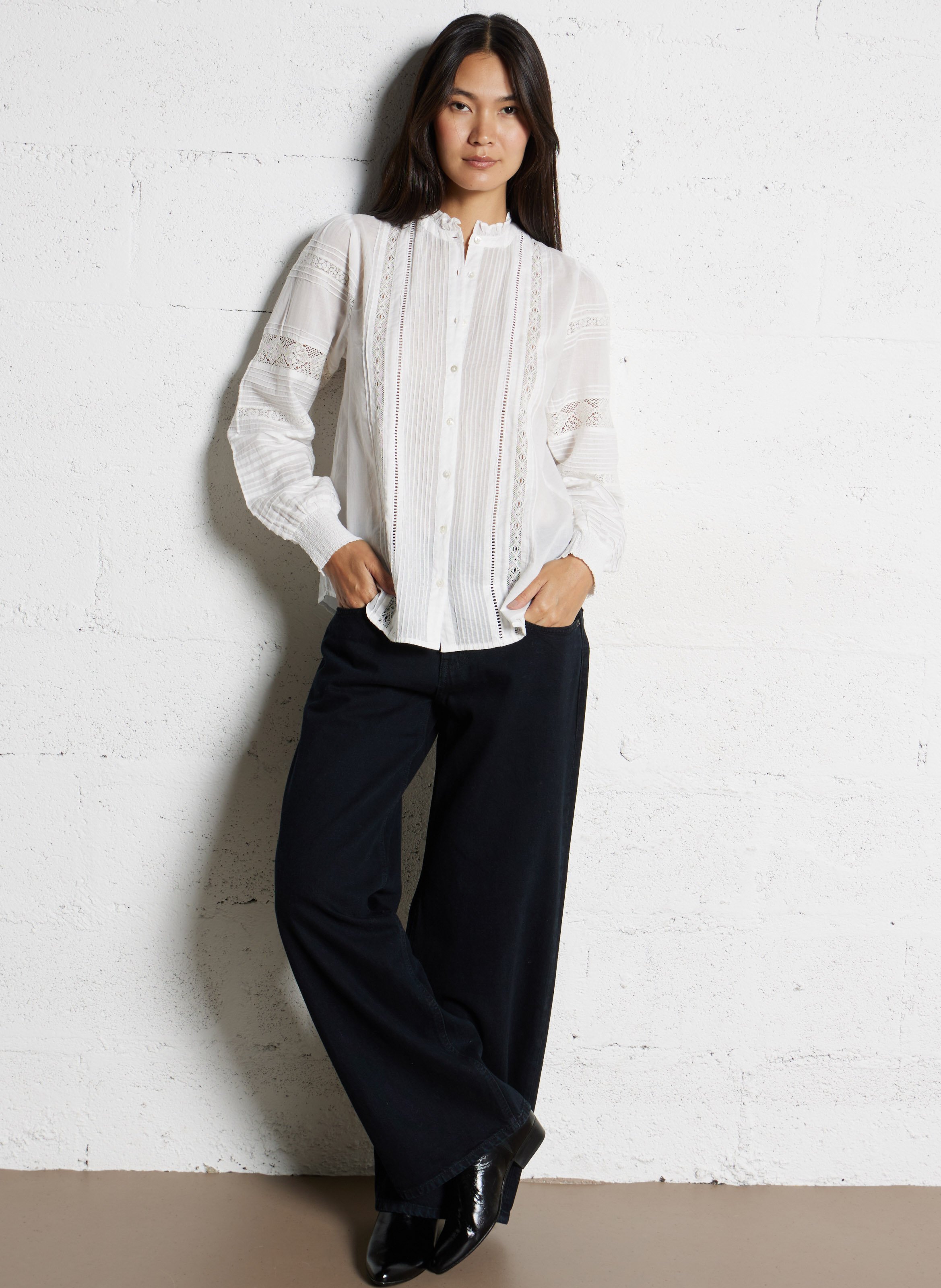 Chemise droit col rond en coton HARTFORD Multicolore