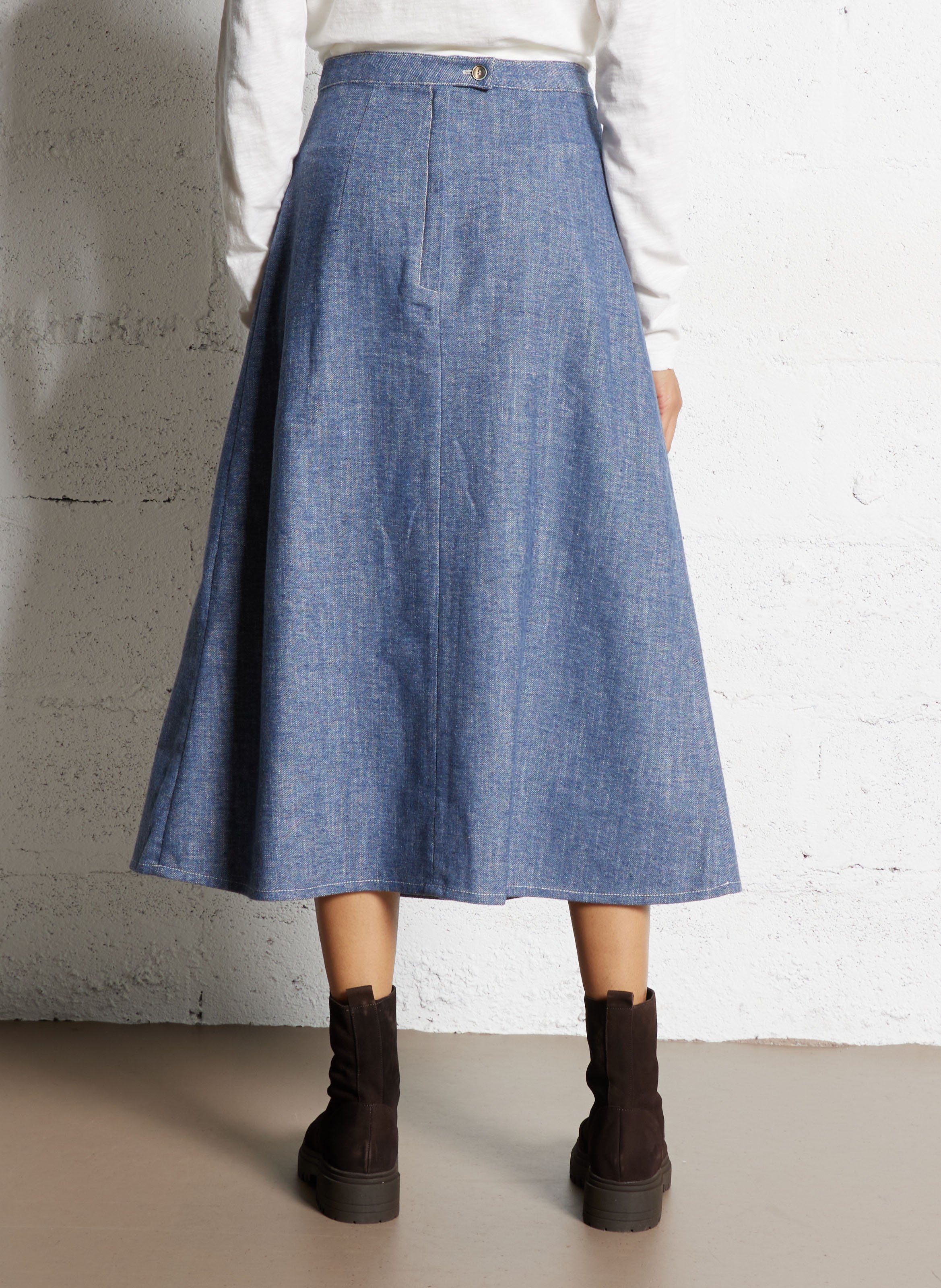 Jupe évasée en coton mélangé BENSIMON Bleu