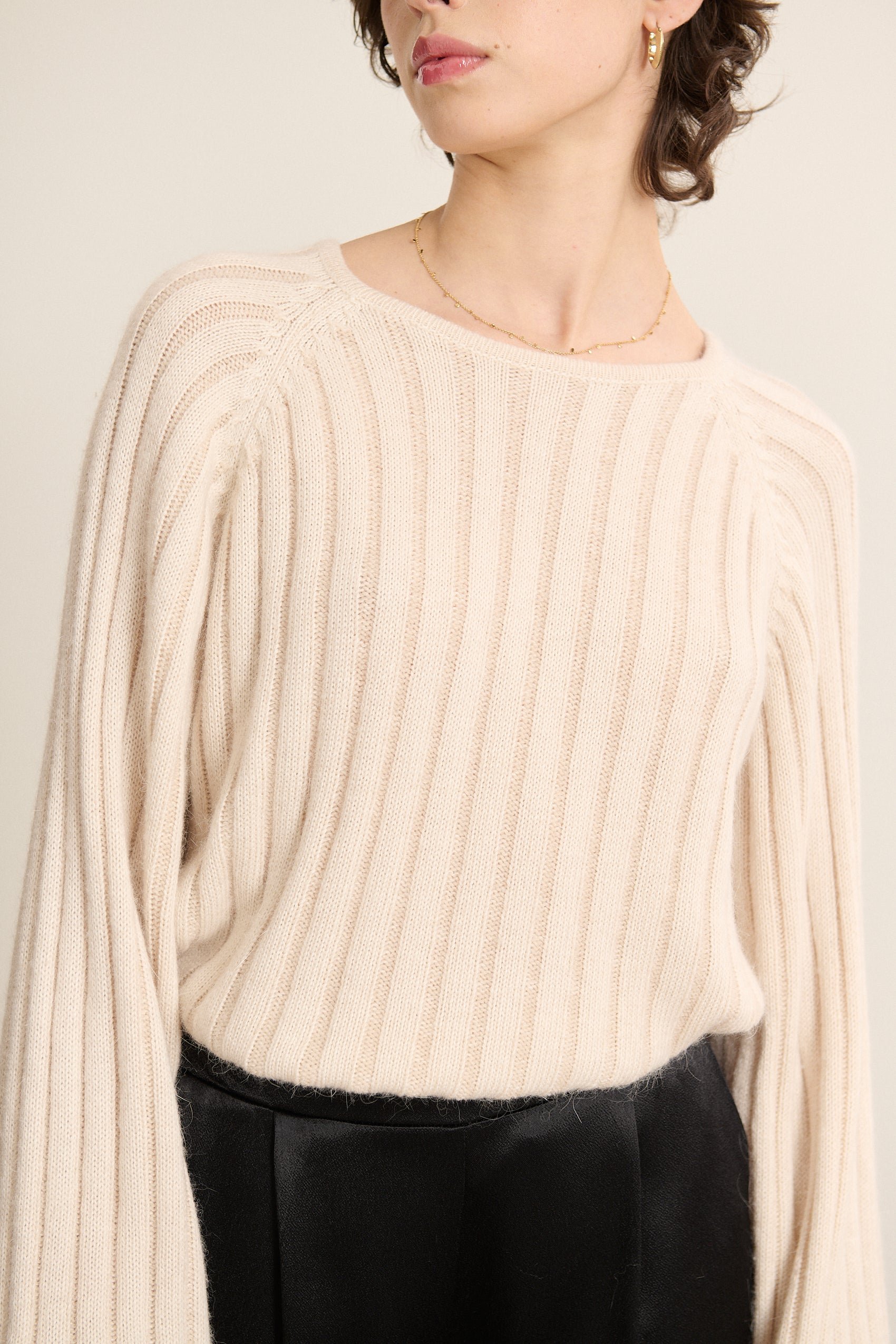 Knitted ribbed sweater GARANCE PARIS Beige