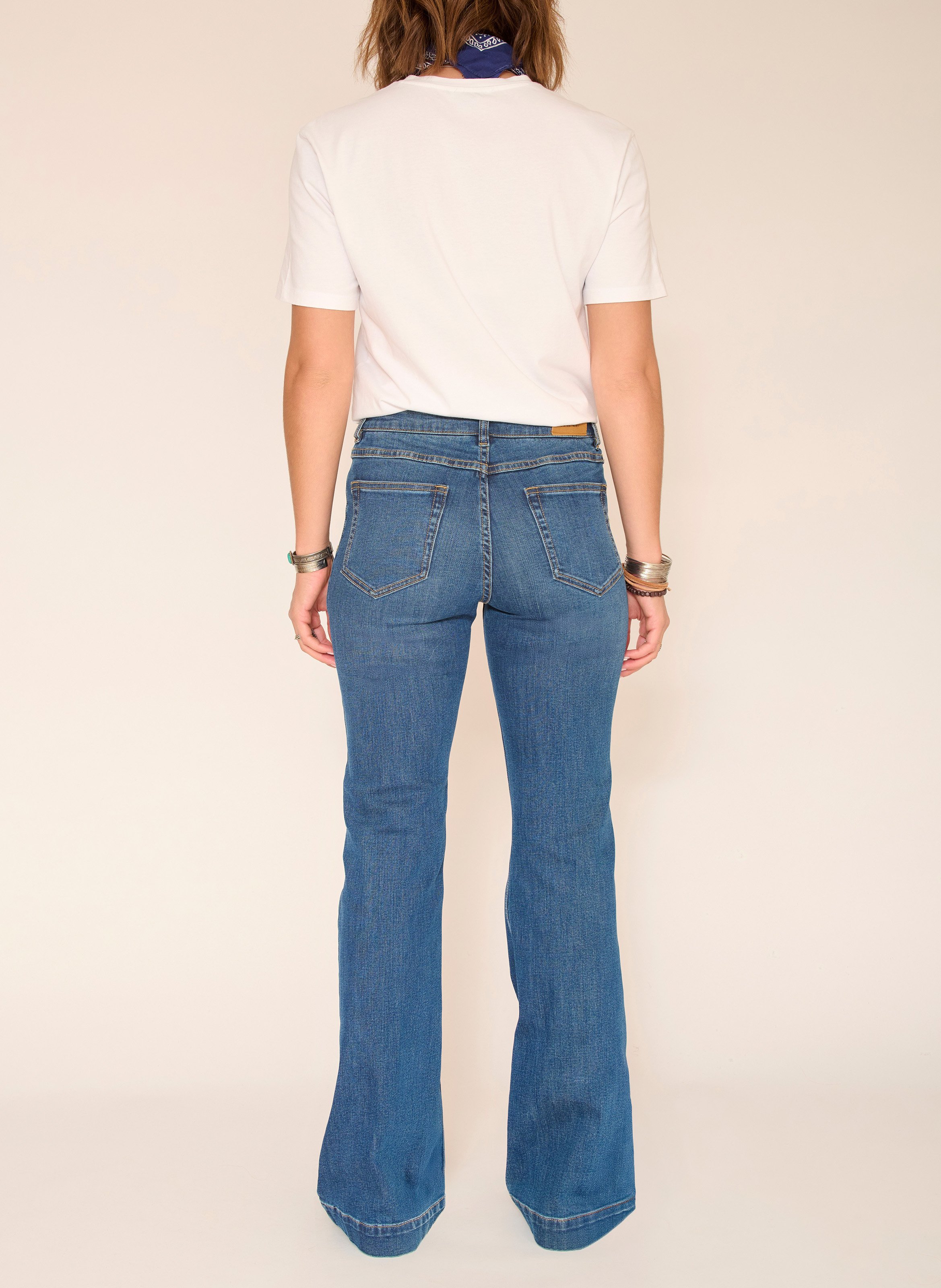 Jean boot-cut en coton mélangé MKT Bleu