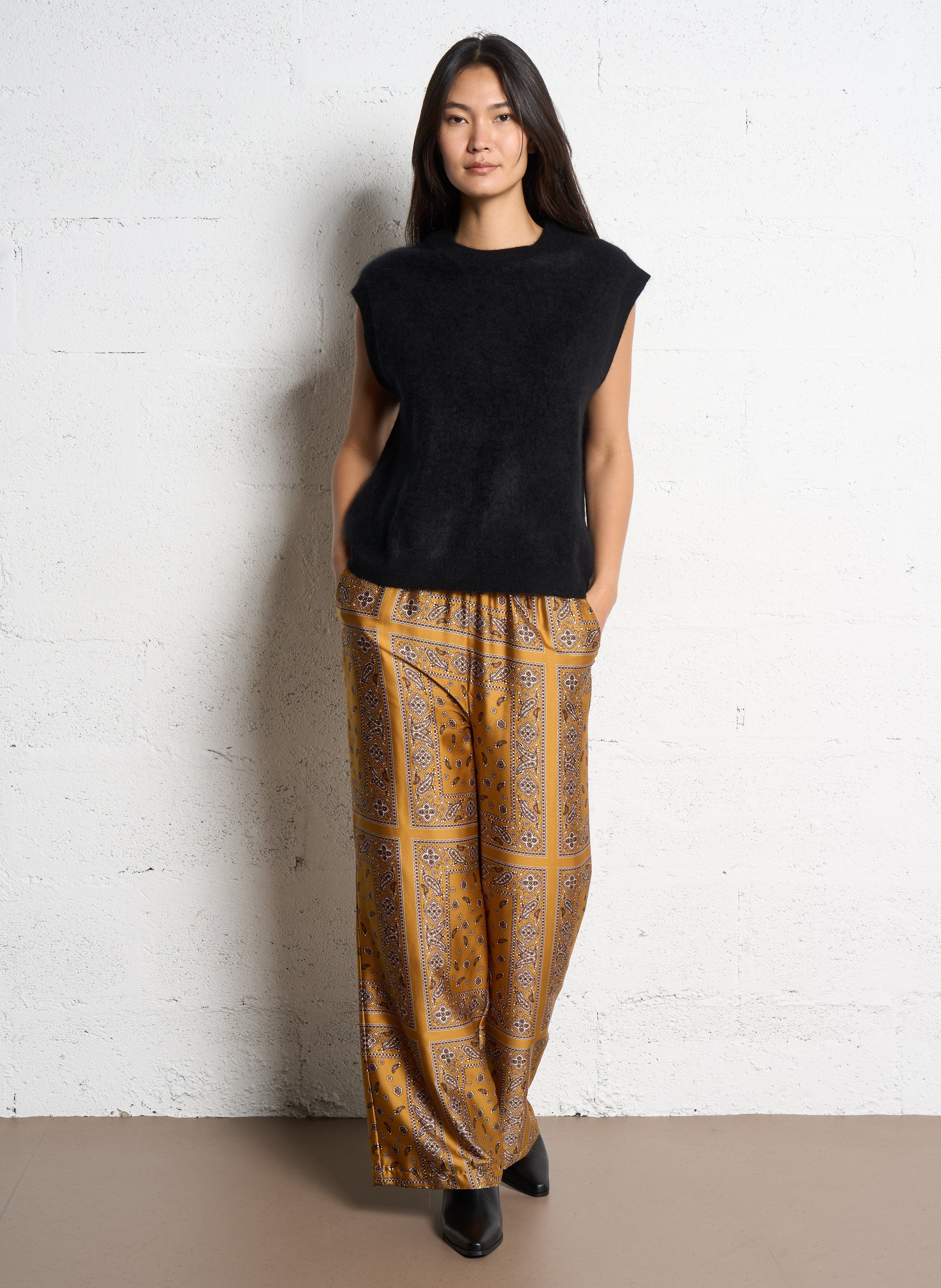 Pantalon large imprimé SUD EXPRESS Jaune