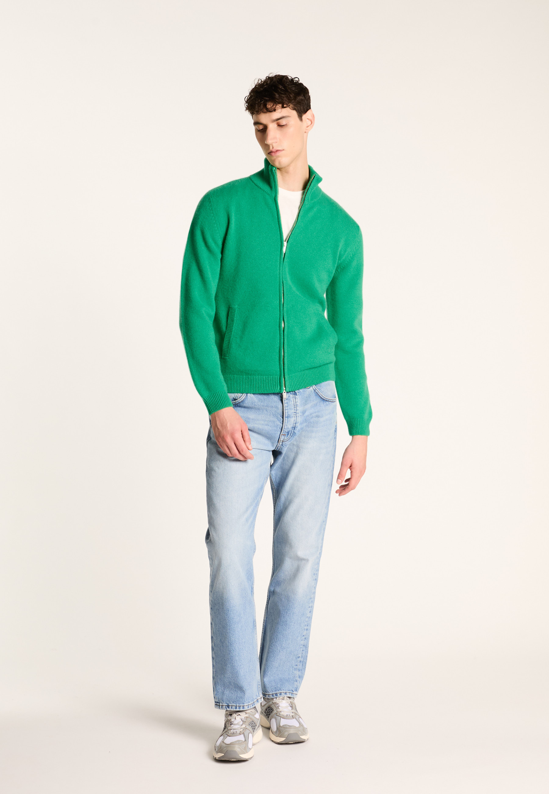 4-ply cashmere zip-up vest MAISON MONTAGUT