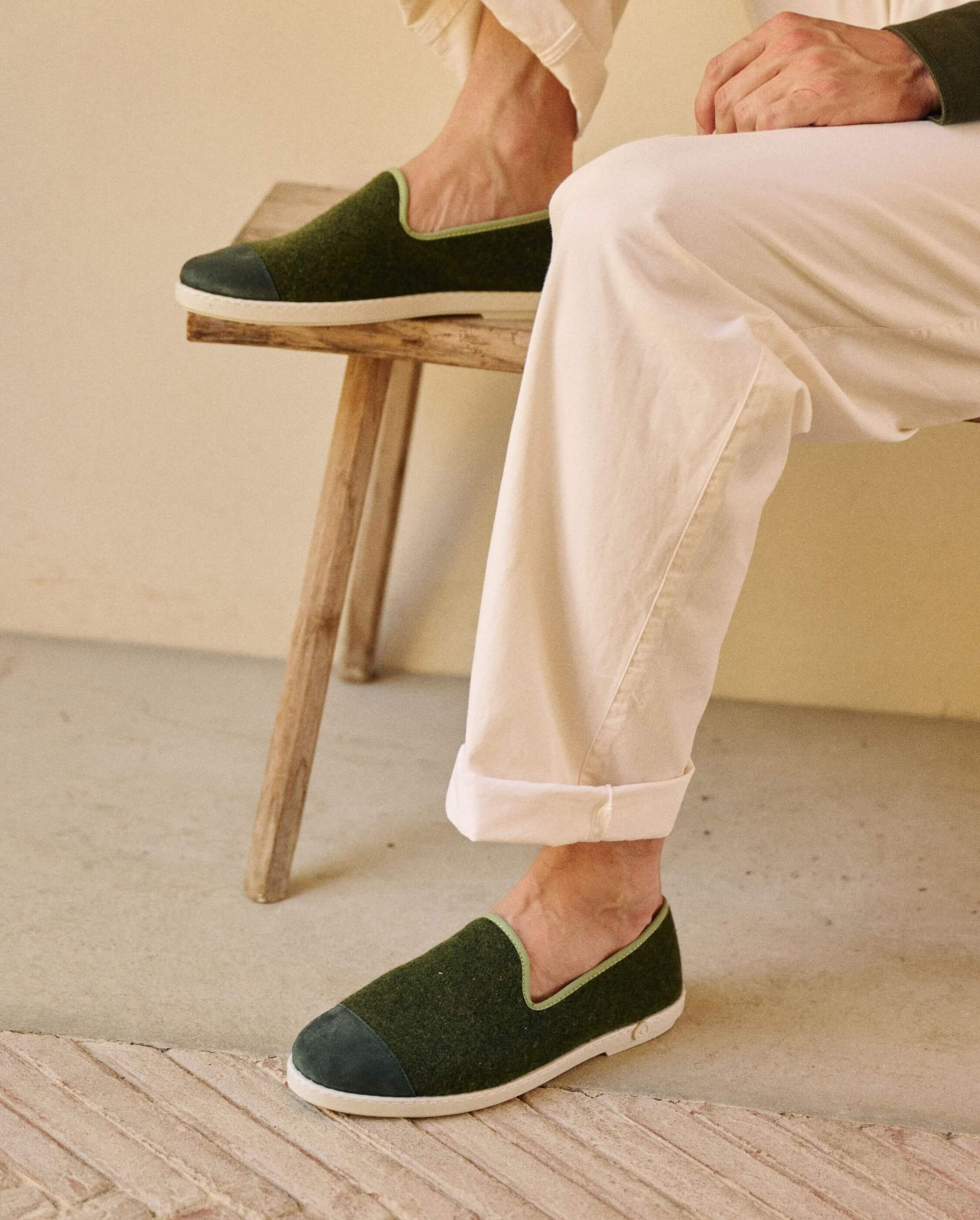 Men's wool slipper, sage green ANGARDE Green