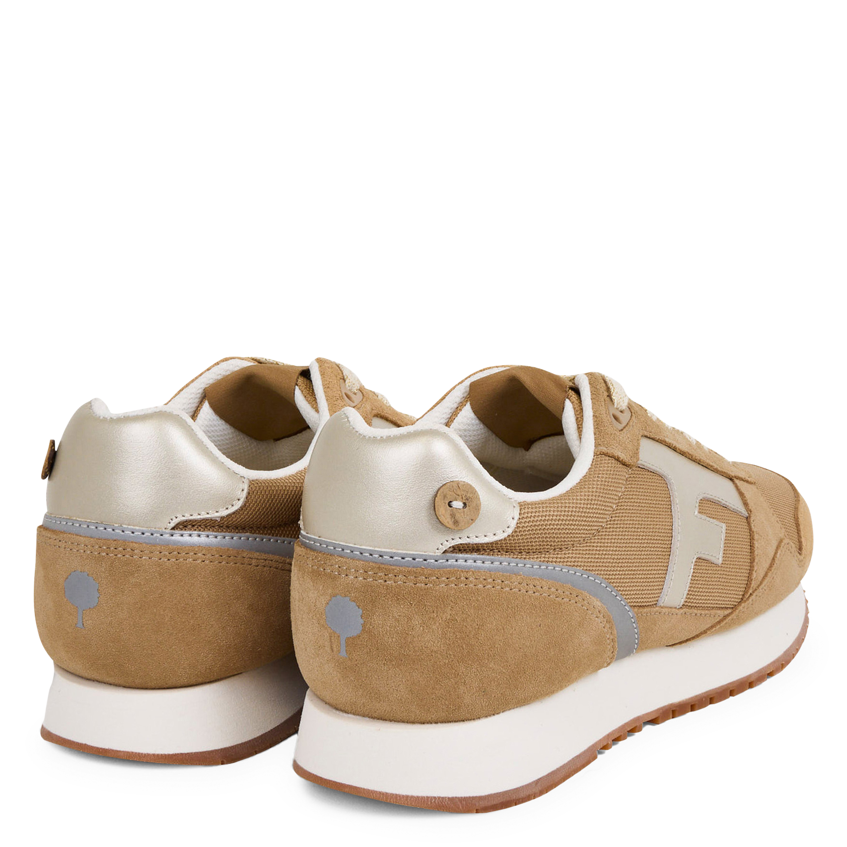 Niedrige Sneaker aus Leder-Mix FAGUO Beige
