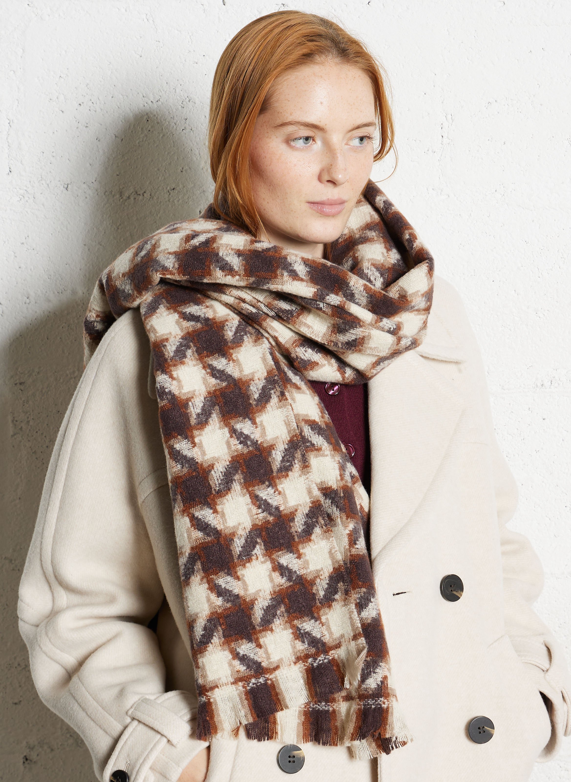 Printed knit scarf MAISON 123 Brown