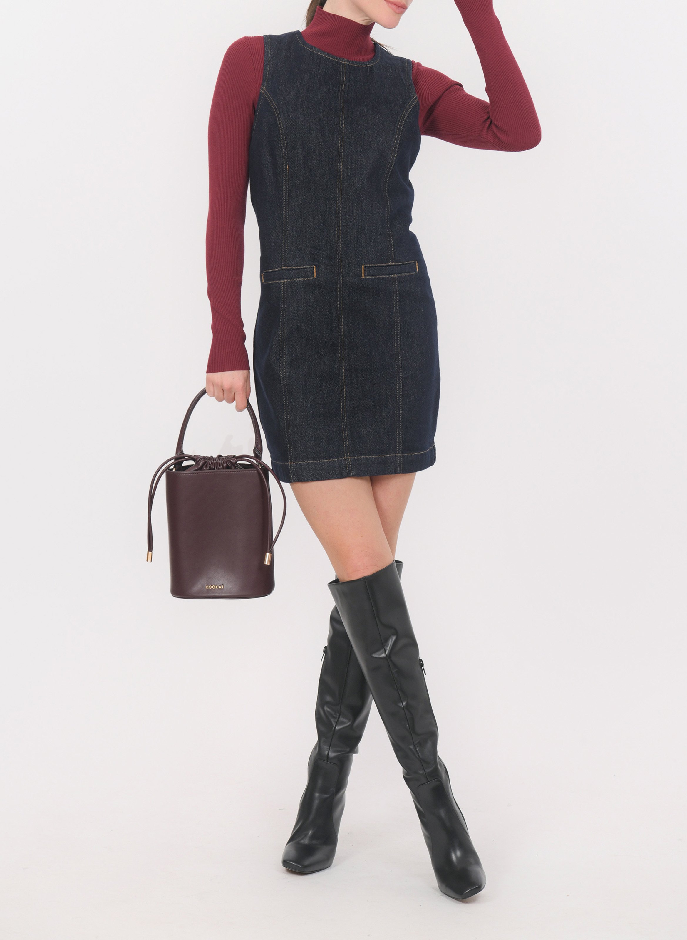 Fitted short dress in raw denim KOOKAI Raw denim