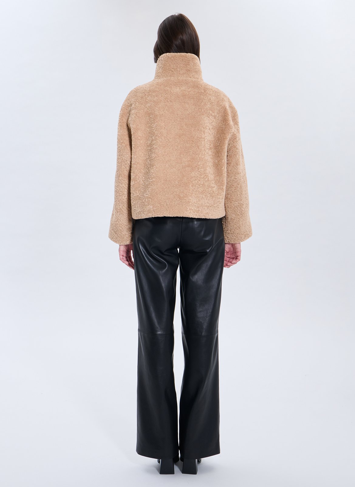 Manteau col montant en fourrure synthétique ZAPA Marron