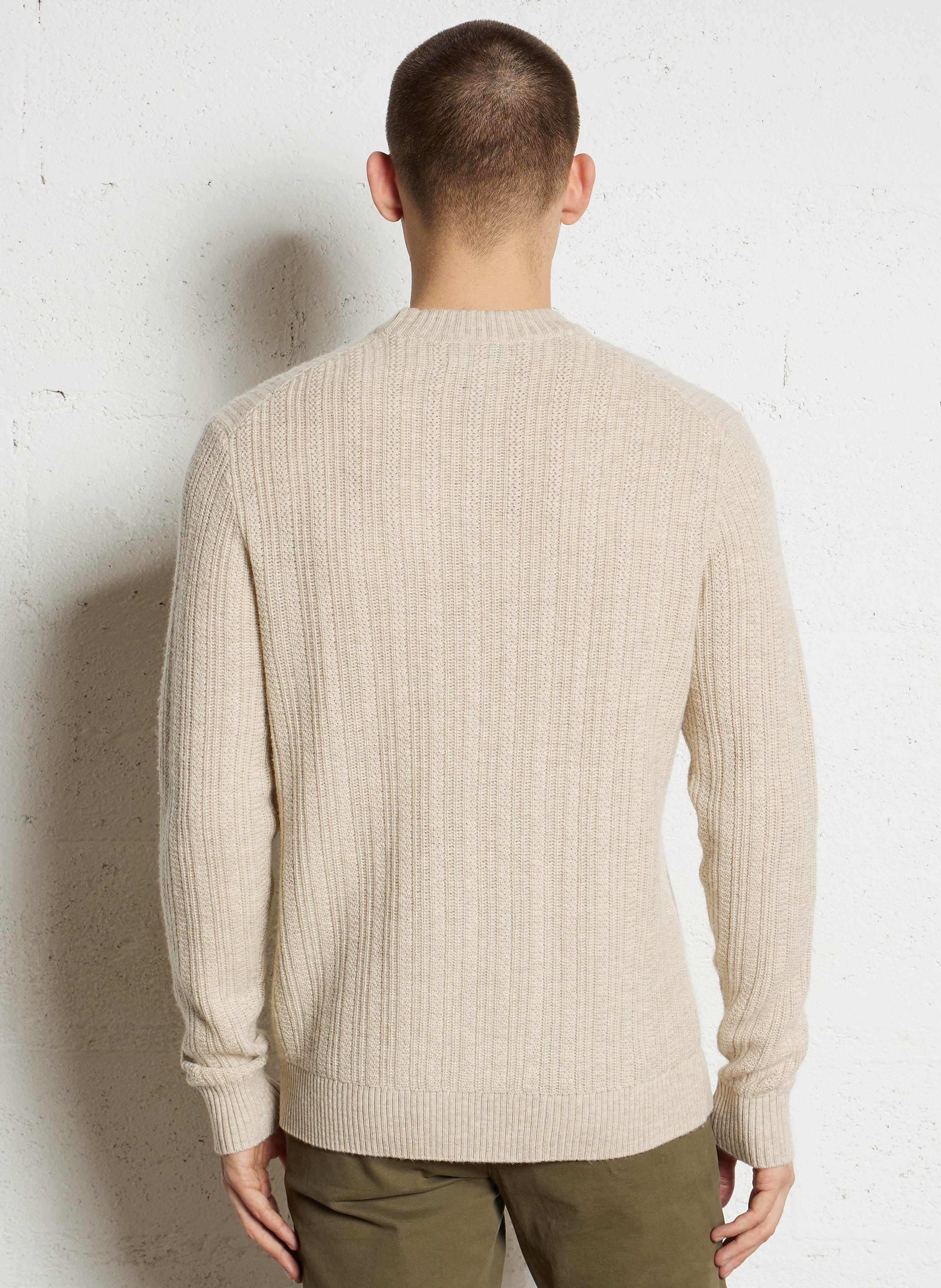 Pull droit col rond en laine et cachemire HACKETT Marron