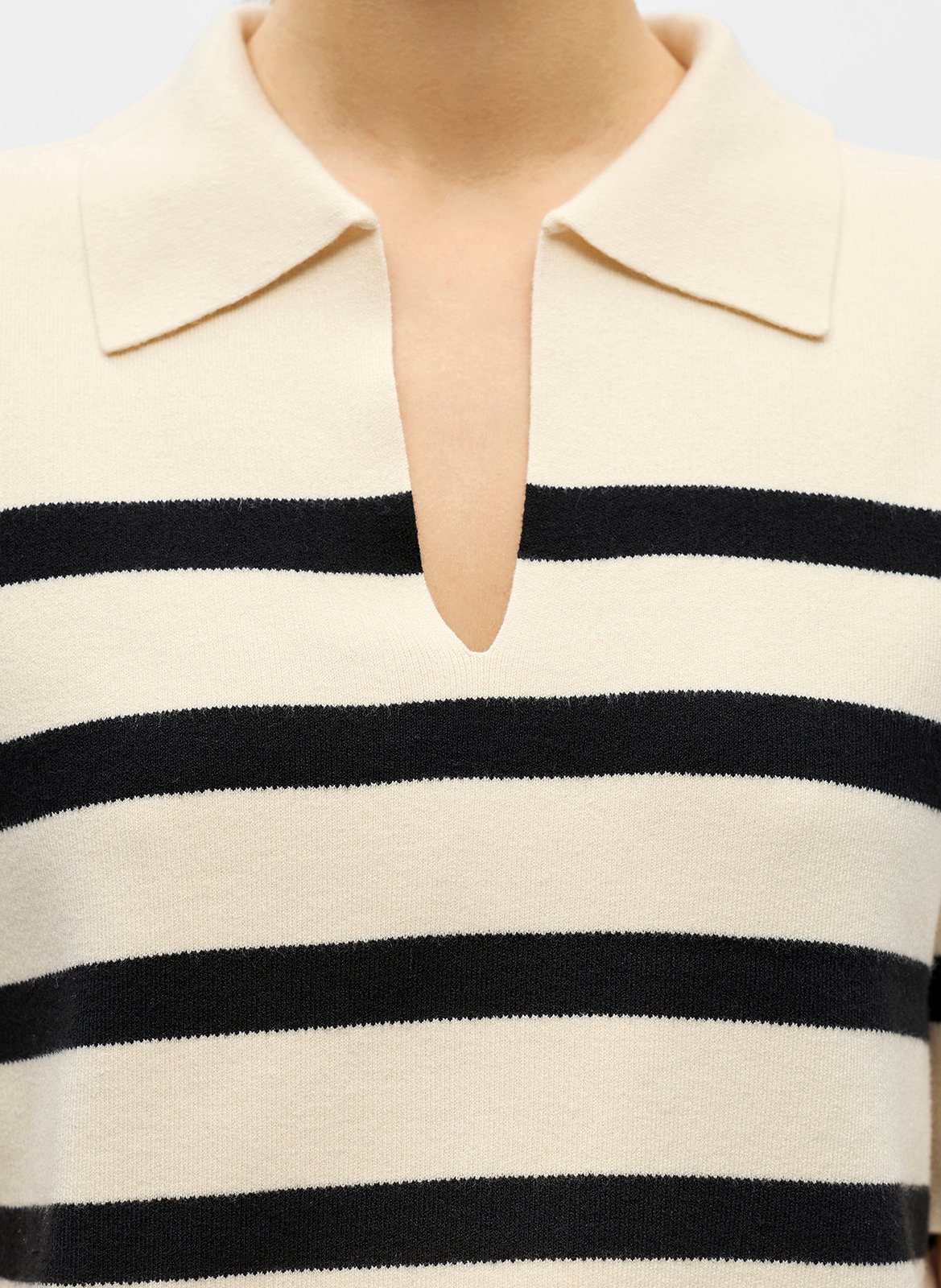 Top manches courtes à rayures OBJECT Beige