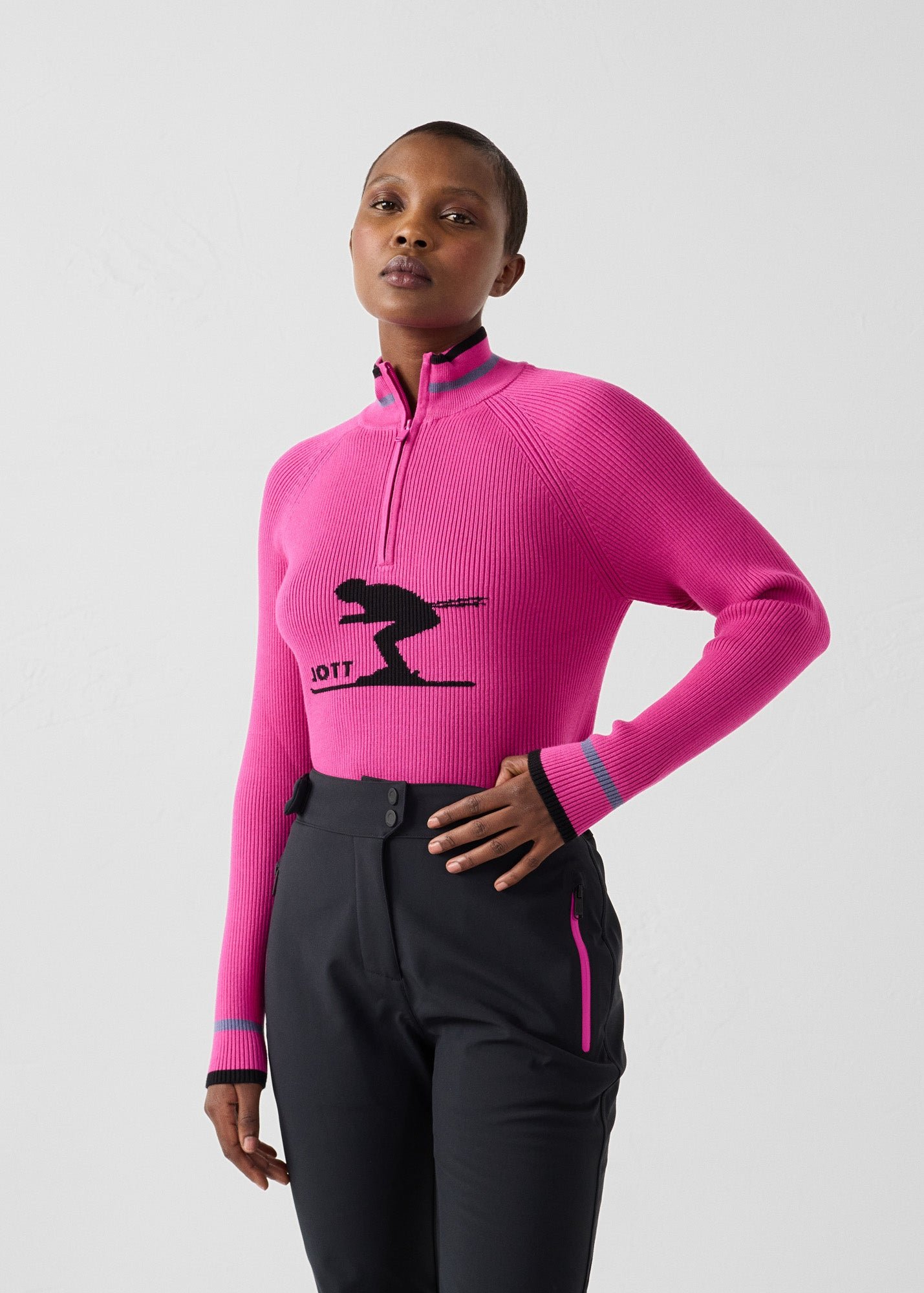 Ribbed high neck sweater mayt JOTT Pink