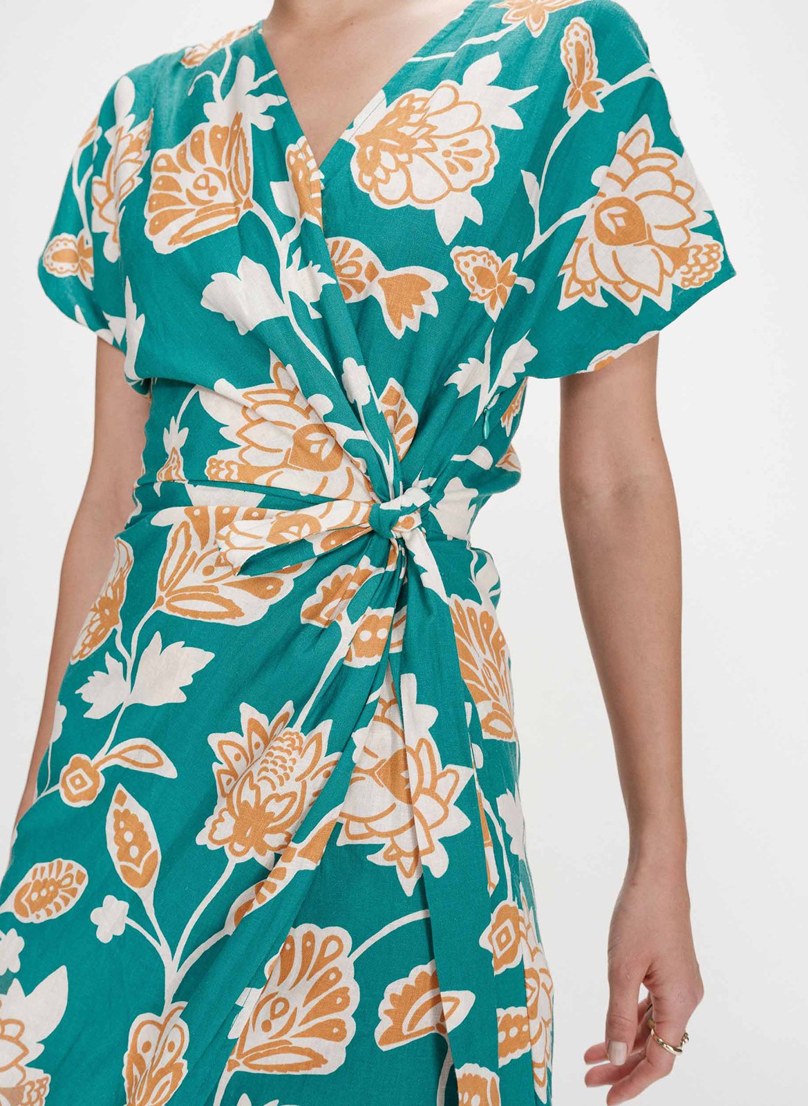 Robe courte portefeuille à imprimé floral GRACE ET MILA Vert