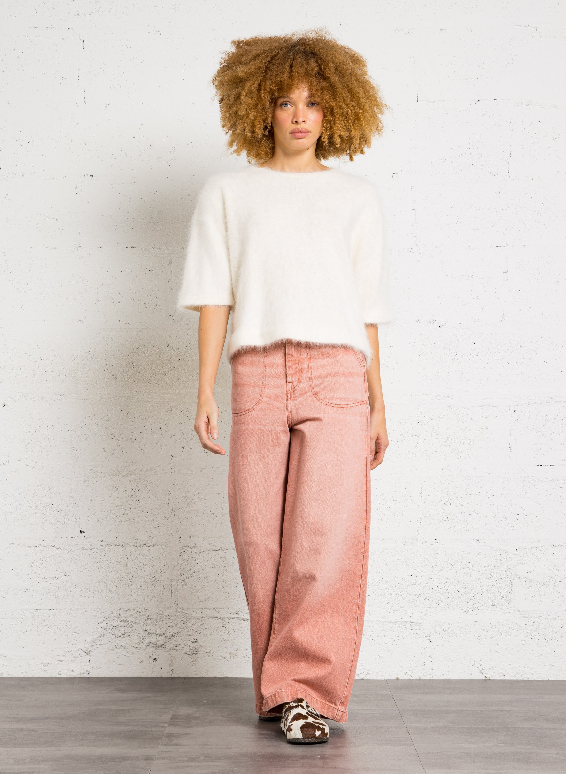 Oversized Pullover aus gemischtem Angora BELLEROSE Beige