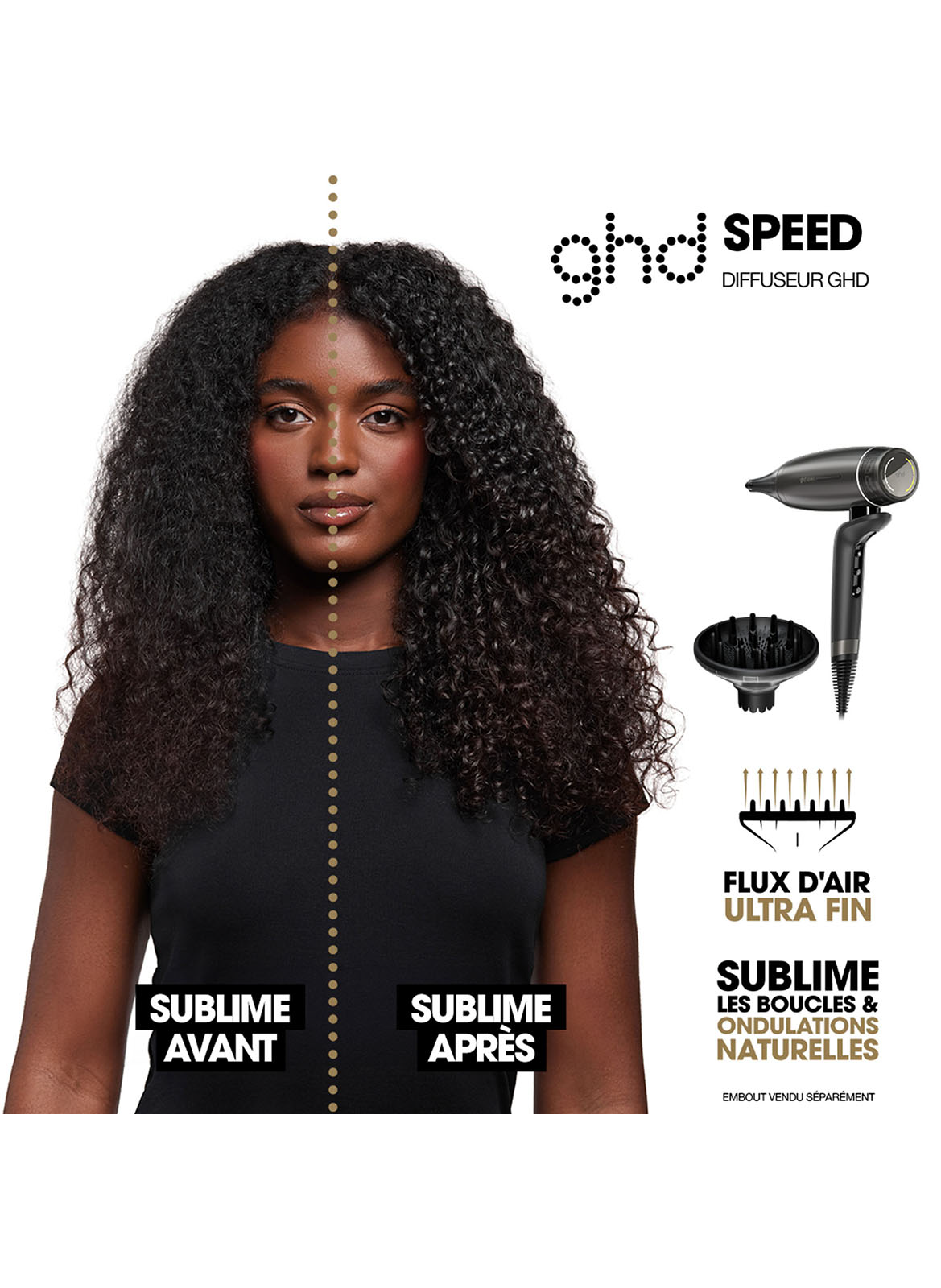 GHD DIFFUSER FOR GHD SPEED HAIR DRYER GHD Noir