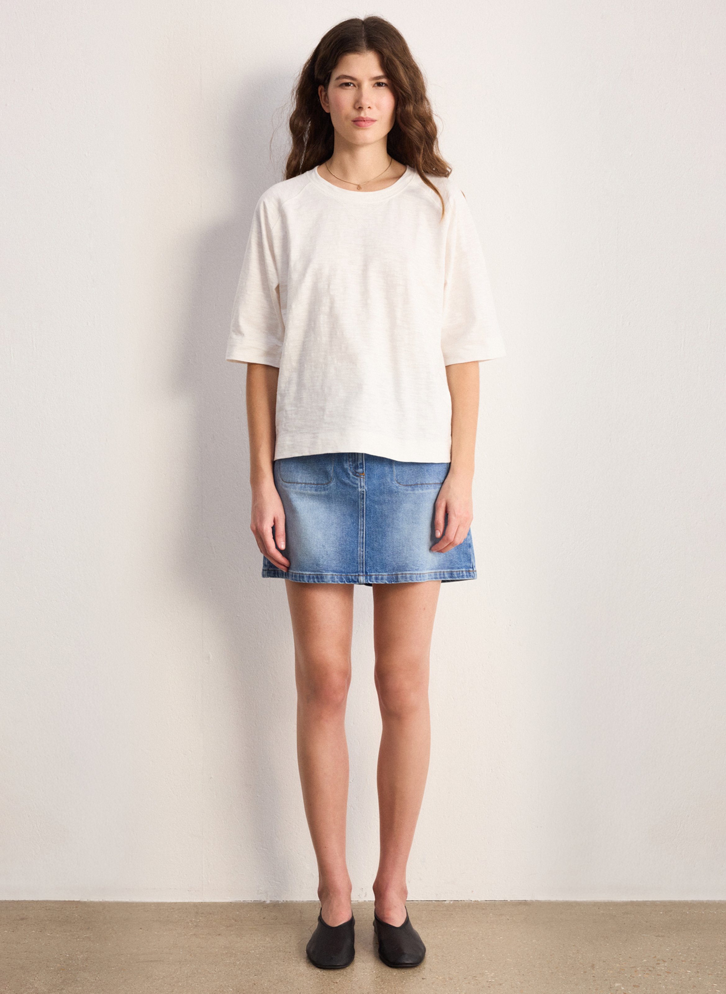 Tee-shirt oversize col rond en coton PABLO Blanc