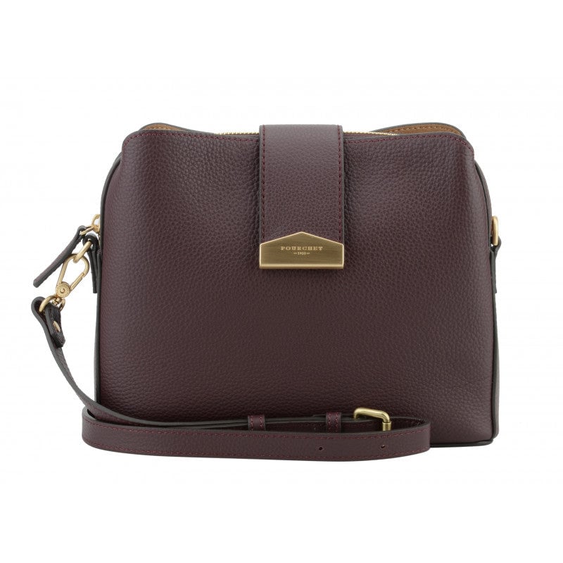 Calfskin leather shoulder bag POURCHET Red