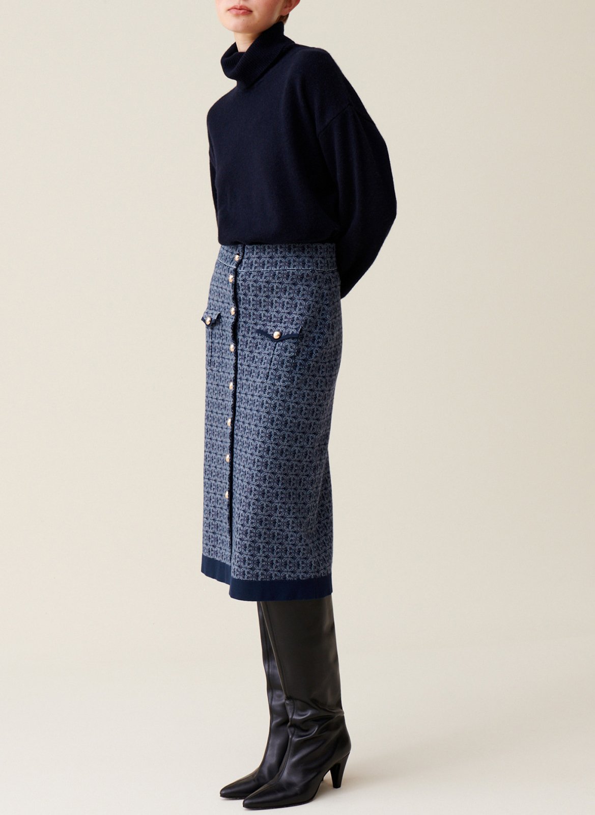 Jupe monogramme taille haute CLAUDIE PIERLOT Bleu