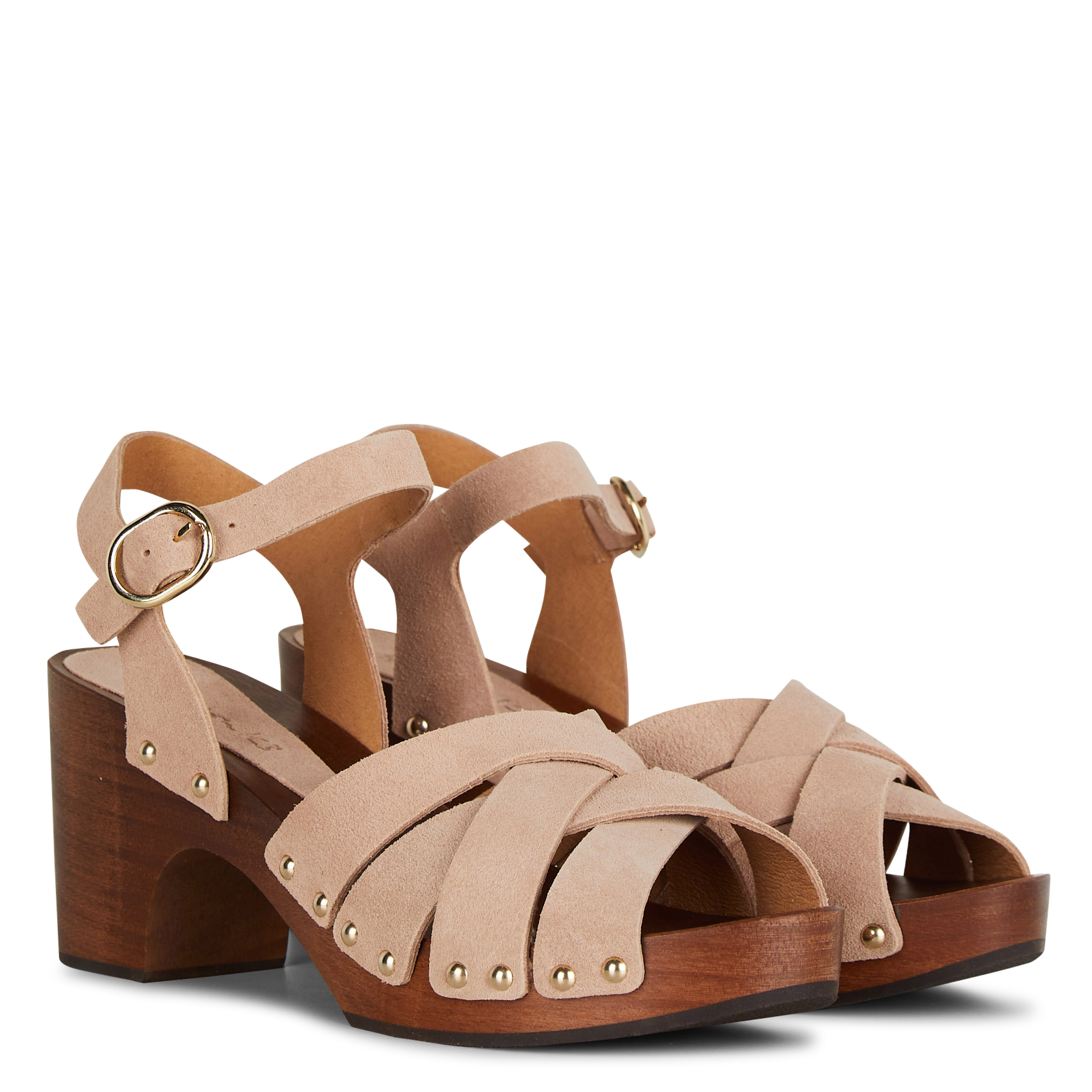 Sabots à talons en cuir MAISON 123 Rose