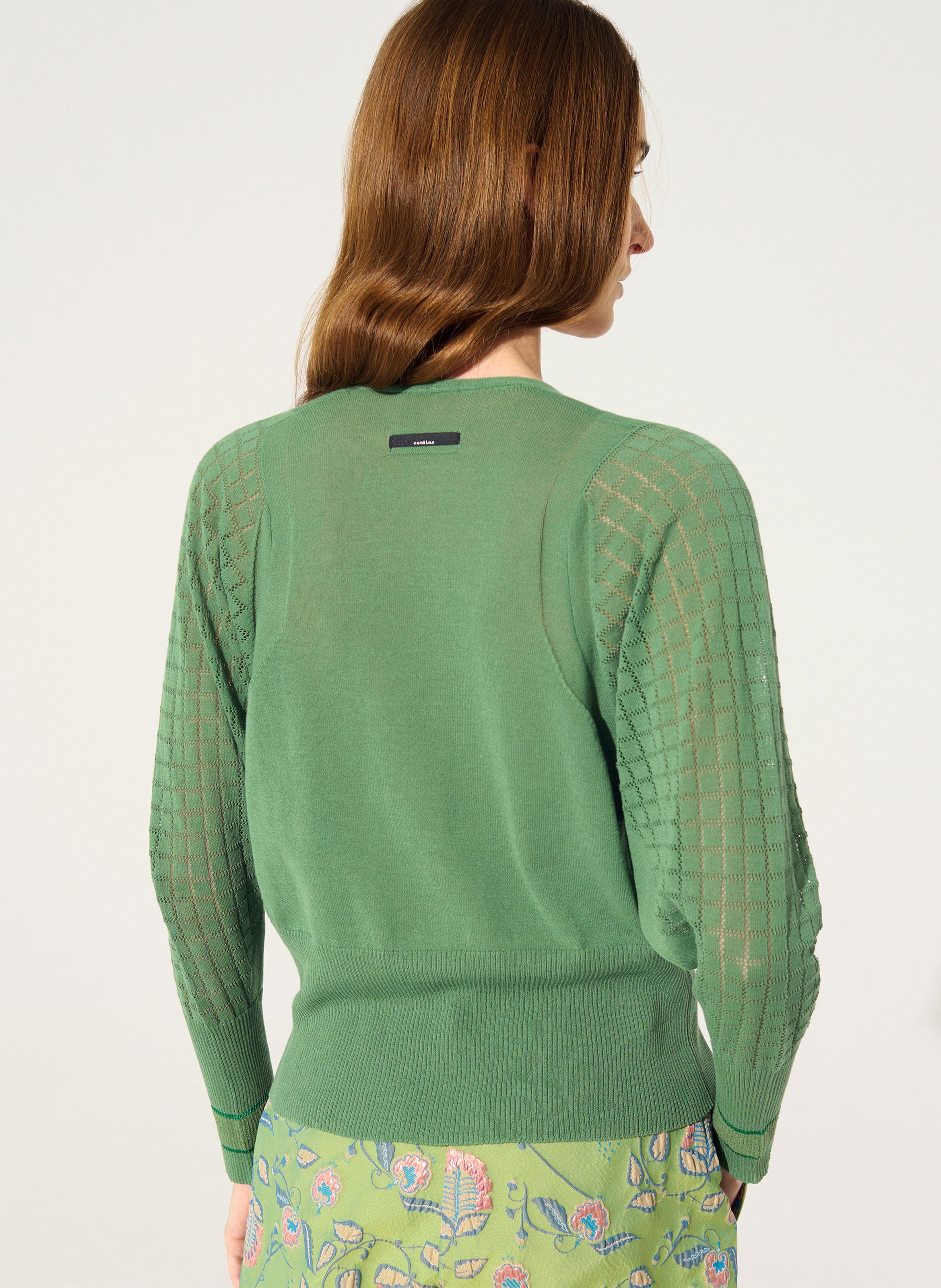 Fitted batwing sleeve cardigan COTELAC White