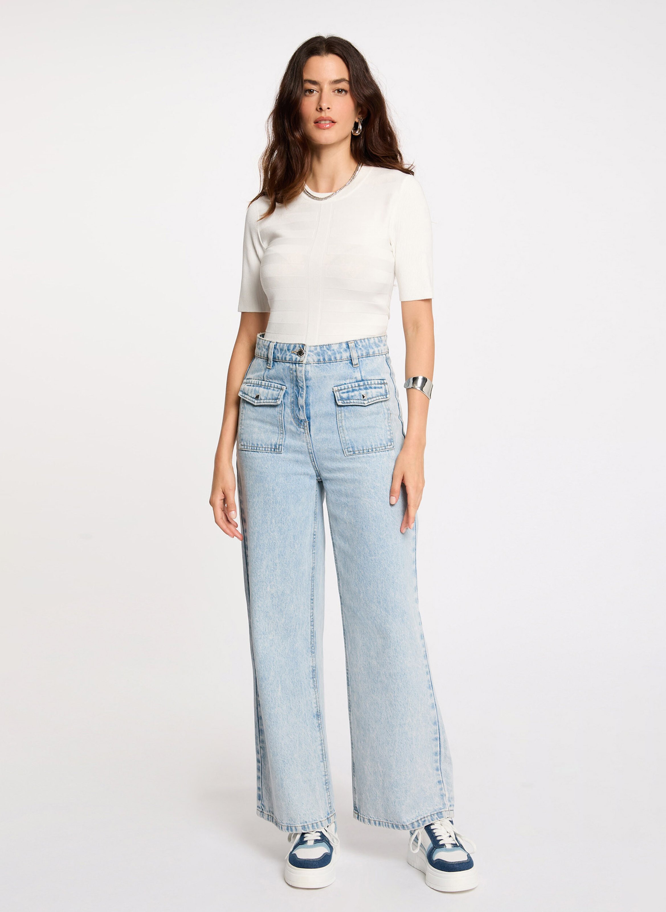 Kurzärmliger Pullover mit Rundhalsausschnitt MORGAN Beige