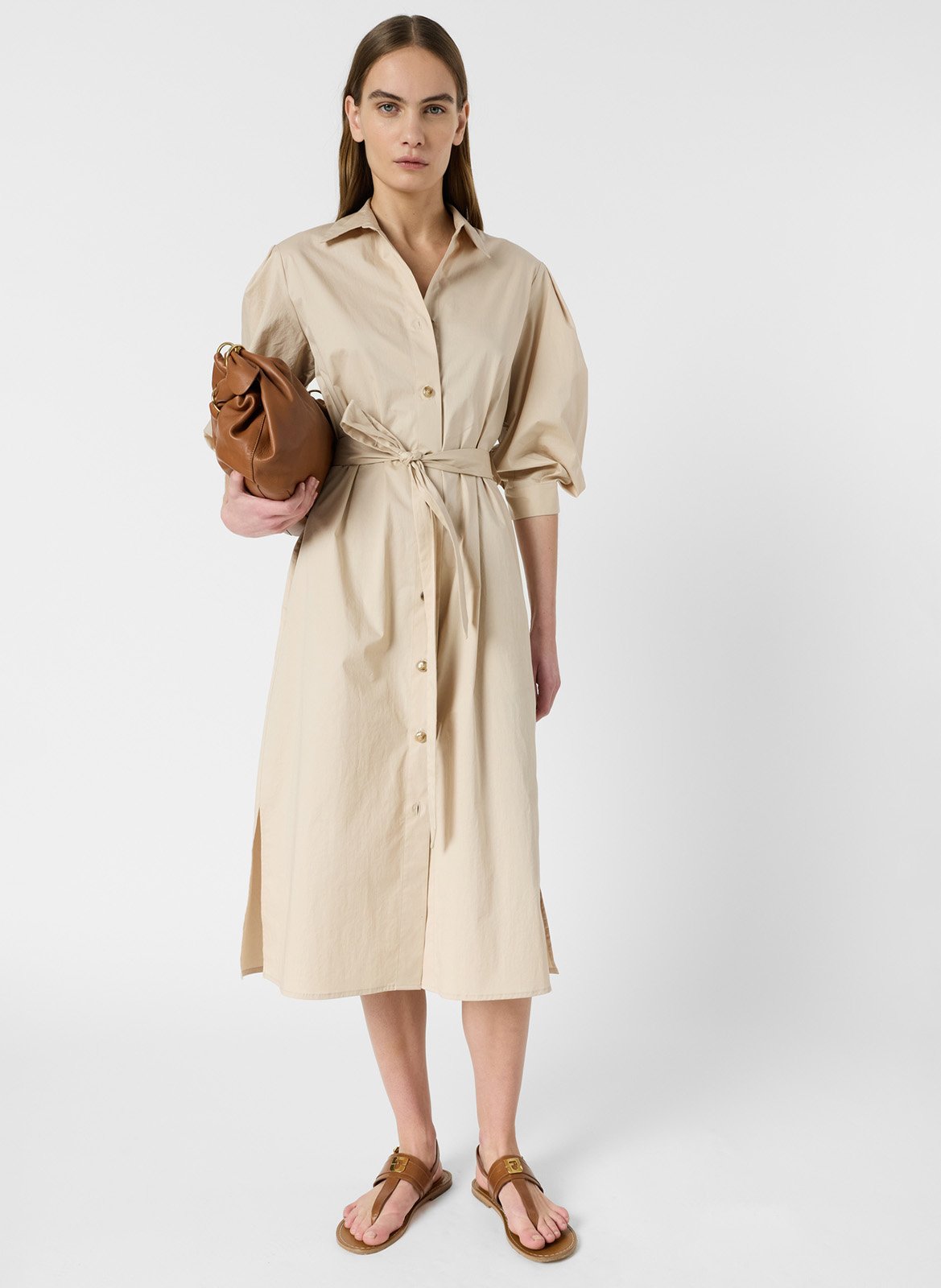 Robe midi ceinturée unie GERARD DAREL Beige