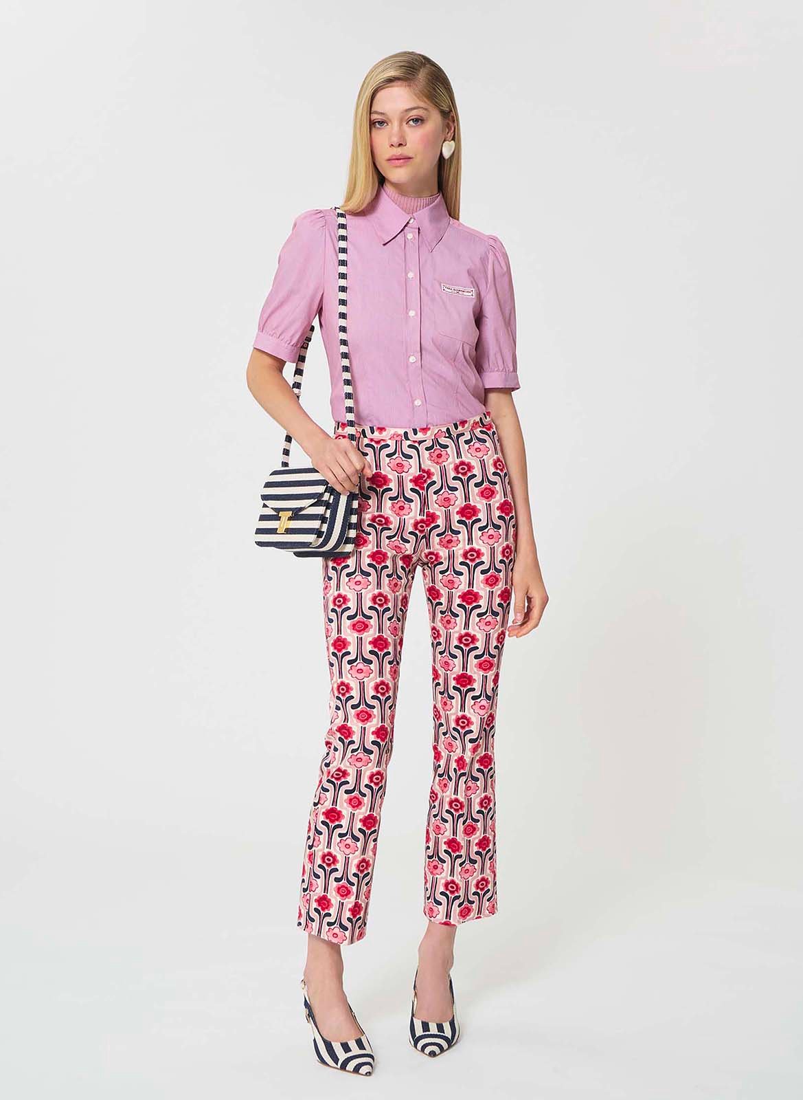 Striped puff sleeve shirt TARA JARMON Red