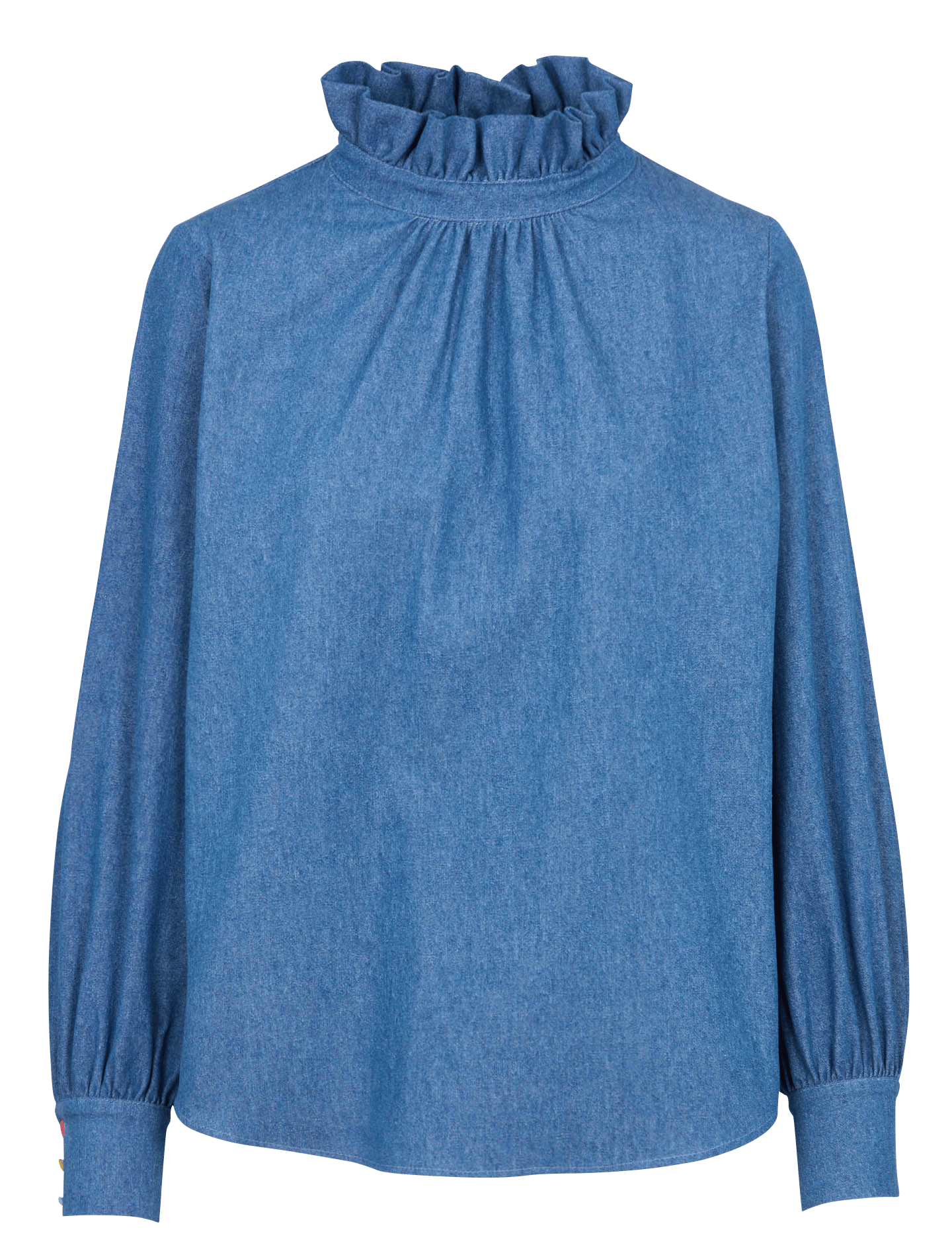 Blusenhemd mit Stehkragen aus Denim. ELISE CHALMIN Blau