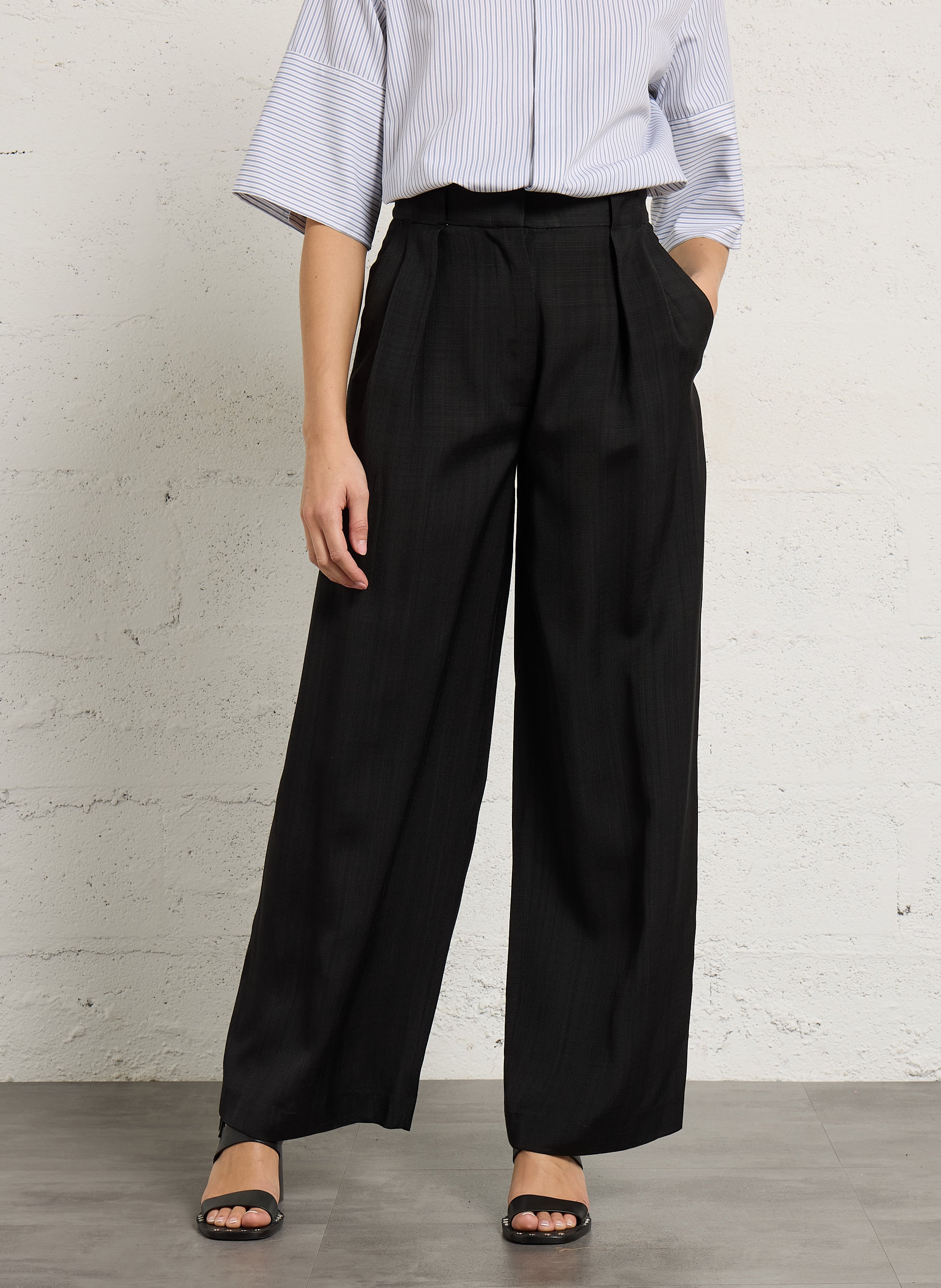 Bandplooibroek met hoge taille MARGAUX LONNBERG Zwart