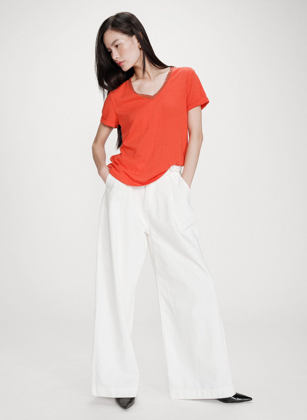 Basic cotton-mix T-shirt GRACE ET MILA Red