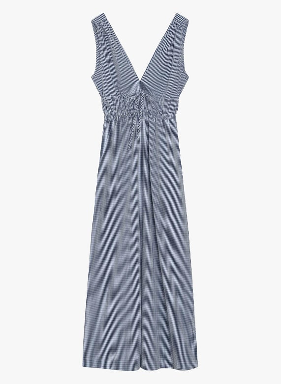 LAEMILIA Robe Femme Hiver Longue Col V Chic Élégante – Salopette Carreaux Midi Sans Manches Avec Poches Et Fermeture Éclair – Robe Grossesse Grande Taille M à XL