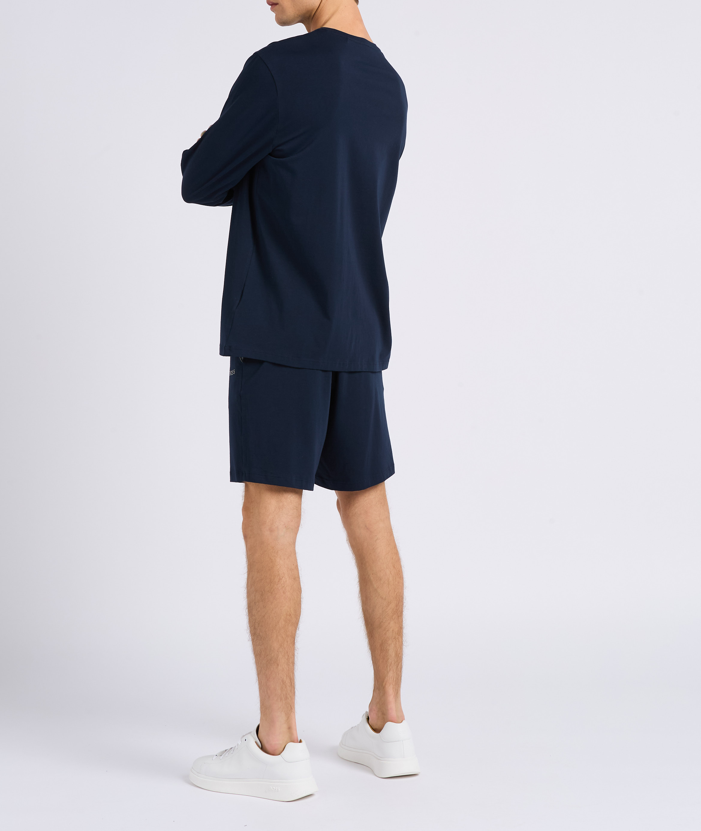 Cotton Long sleeve t-shirt with embroidered logo BOSS Blue