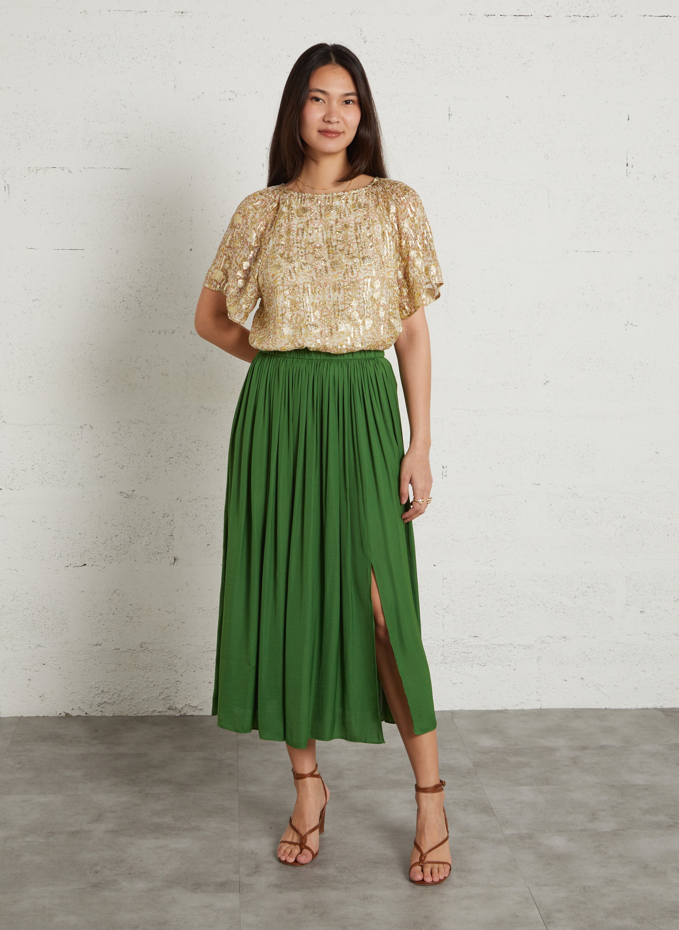 Top met ronde hals en bloemenprint MAISON 123 Geel