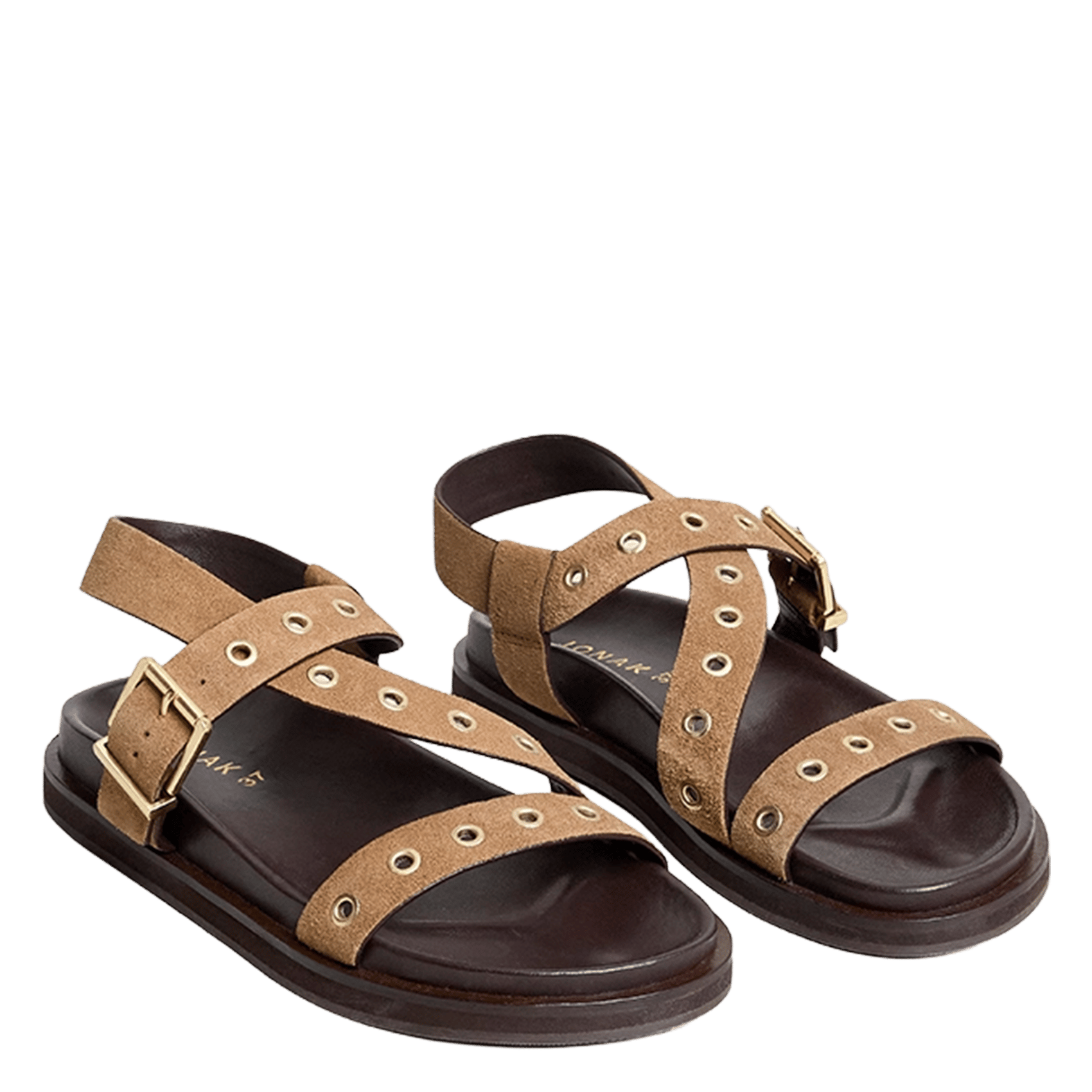 Flat soft leather sandals JONAK Brown