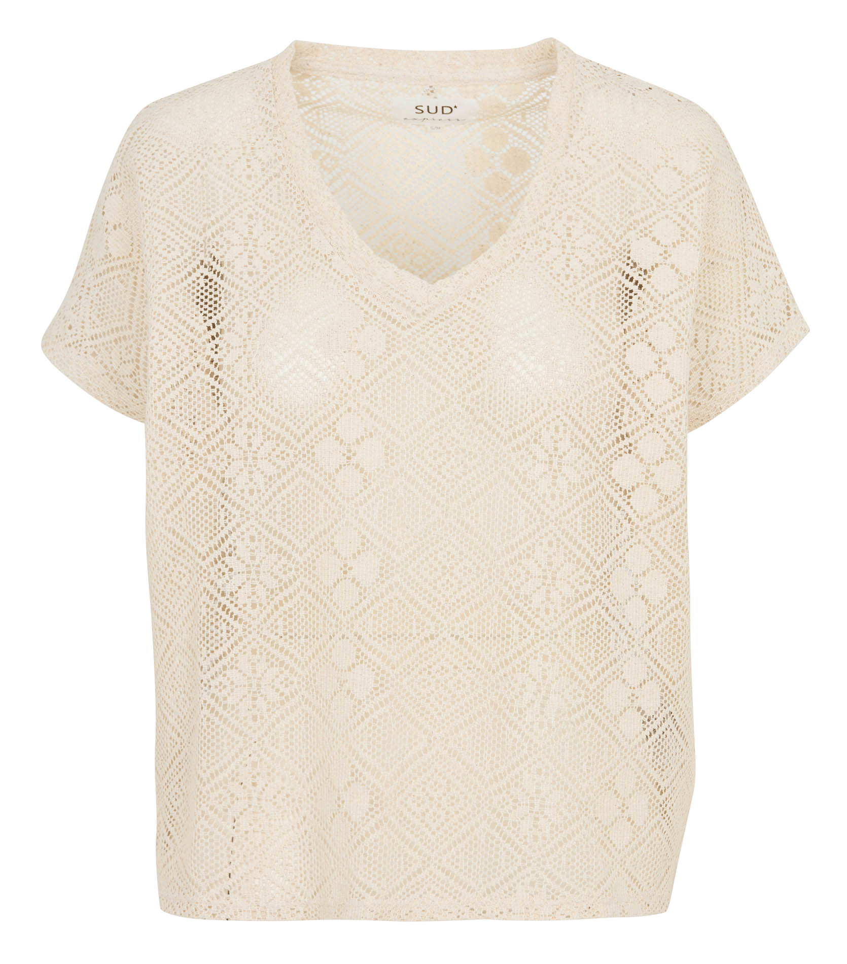 Baumwoll-T-Shirt mit V-Ausschnitt SUD EXPRESS Beige