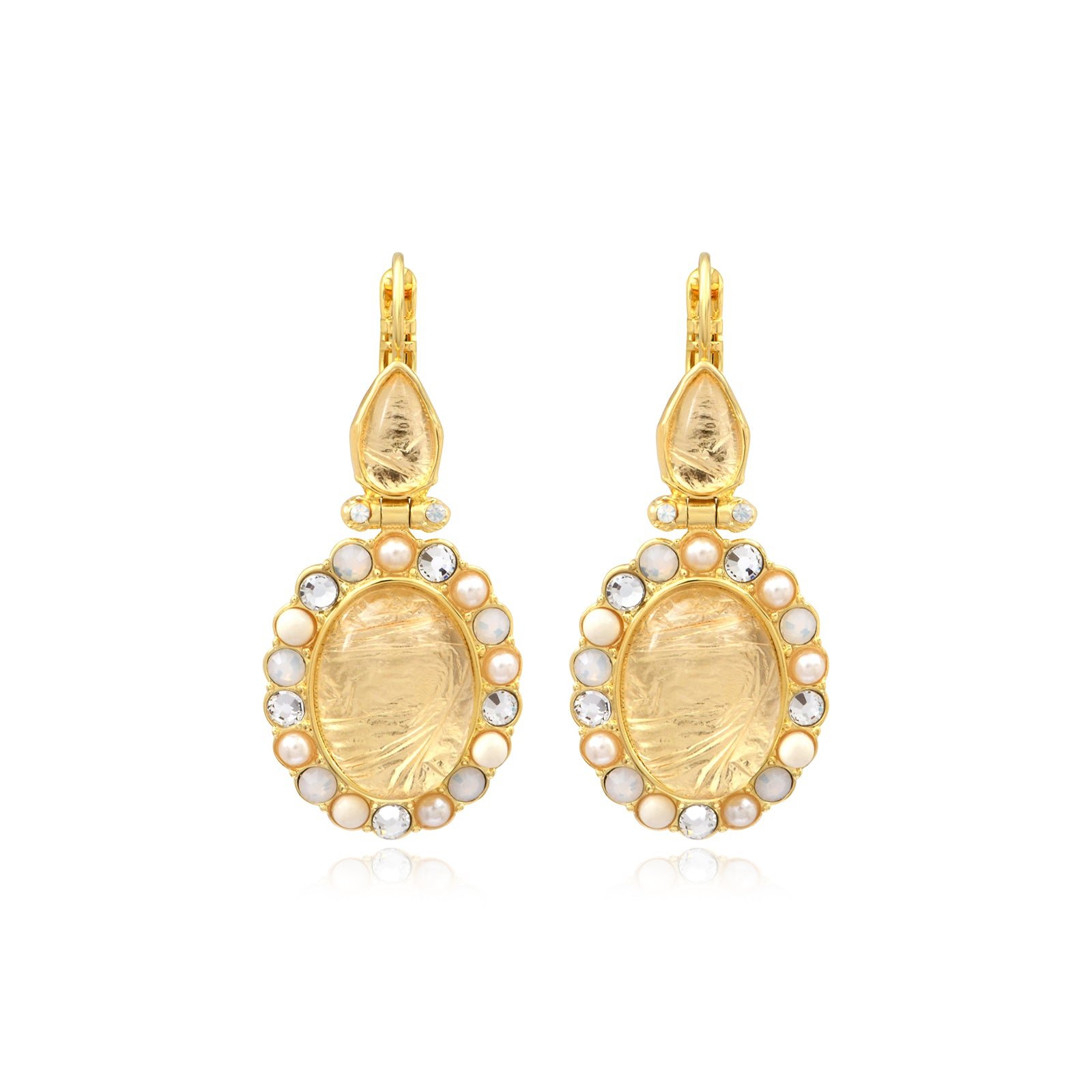 Oval Ocean Gold-Plated Drop Earrings SATELLITE PARIS White