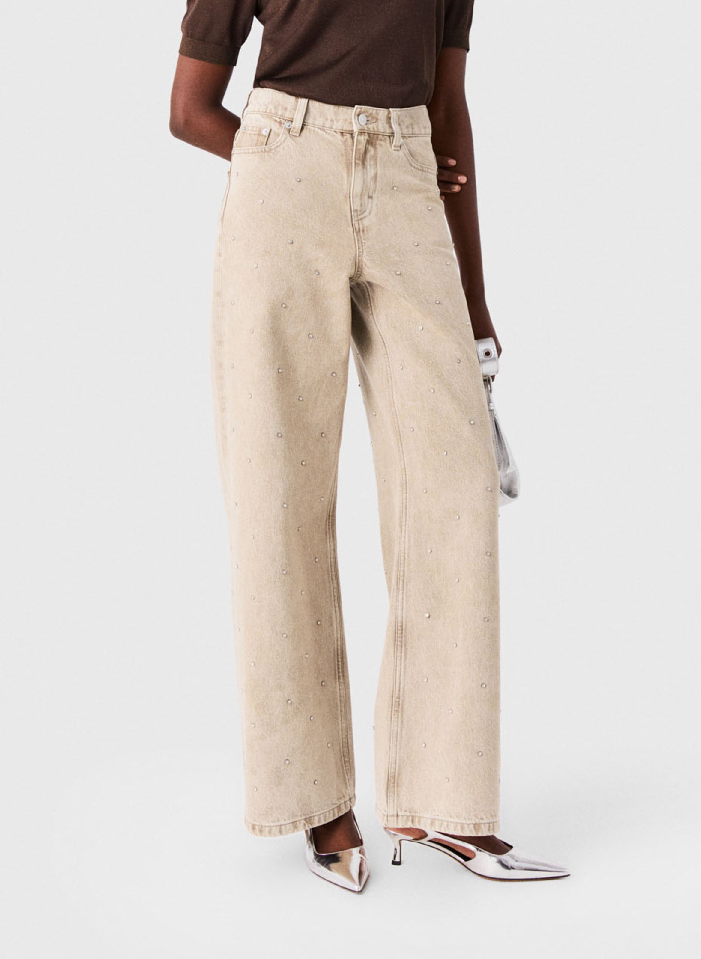 Flared cotton jeans MAJE Beige