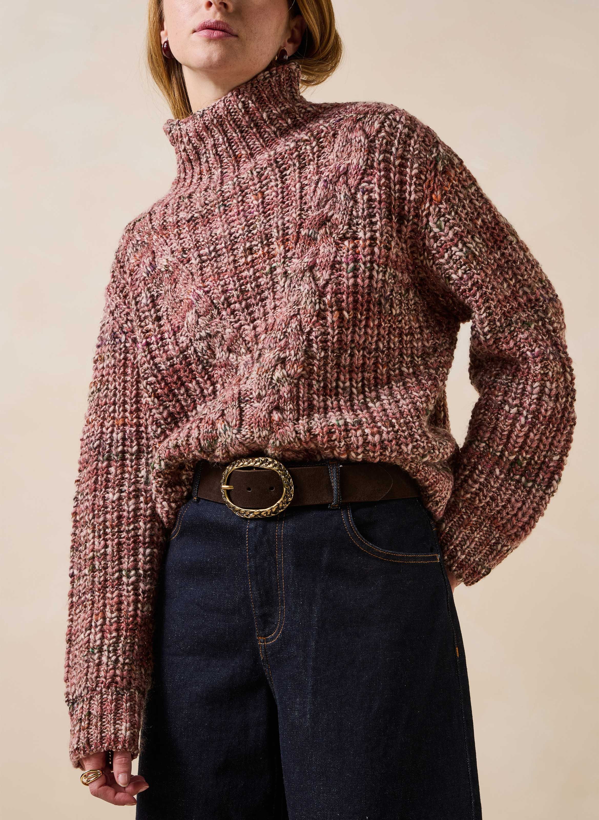 Ceinture à boucle ovale en cuir  LA FEE MARABOUTEE Marron