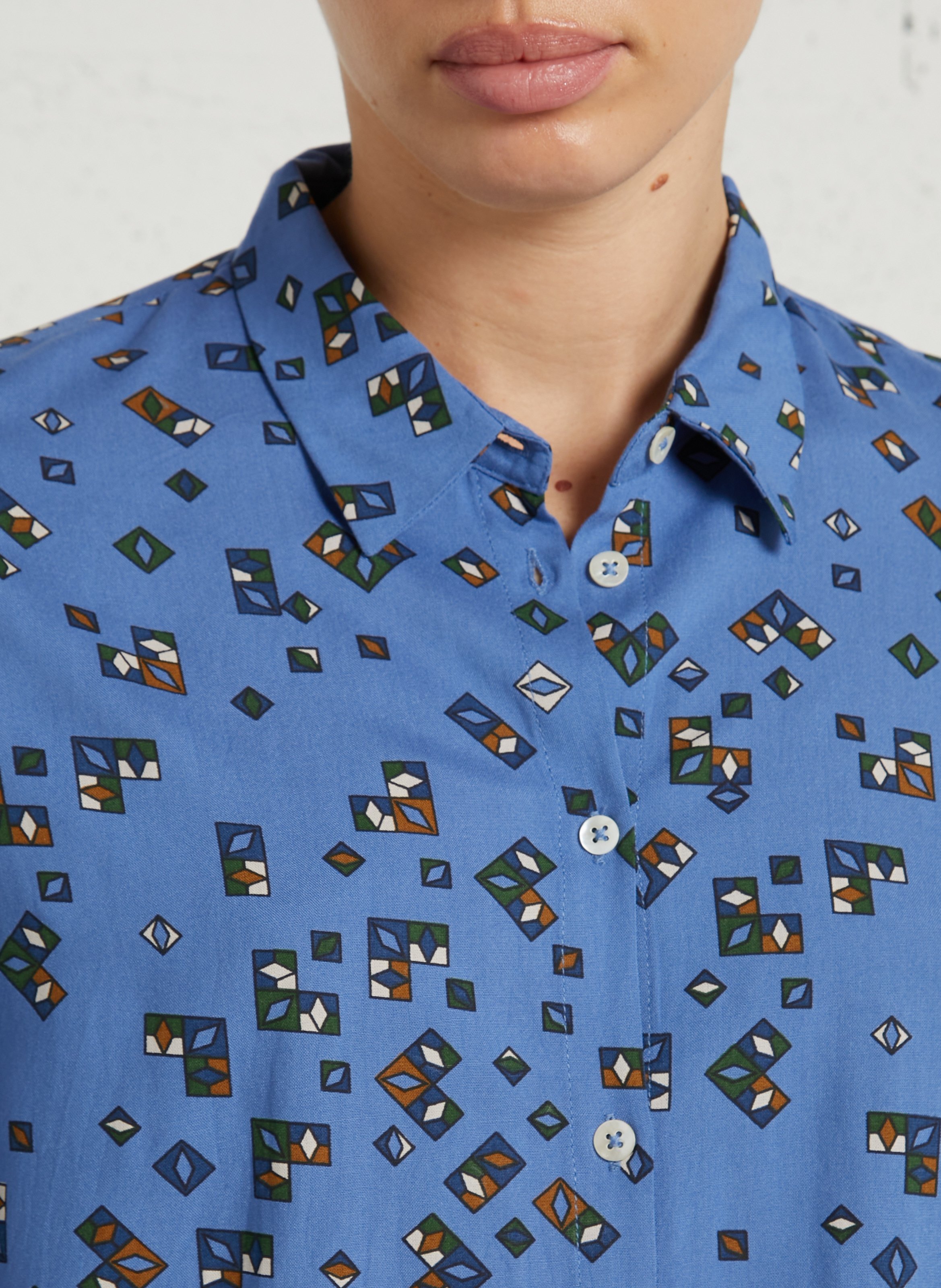 Geometric print shirt NICE THINGS Blue