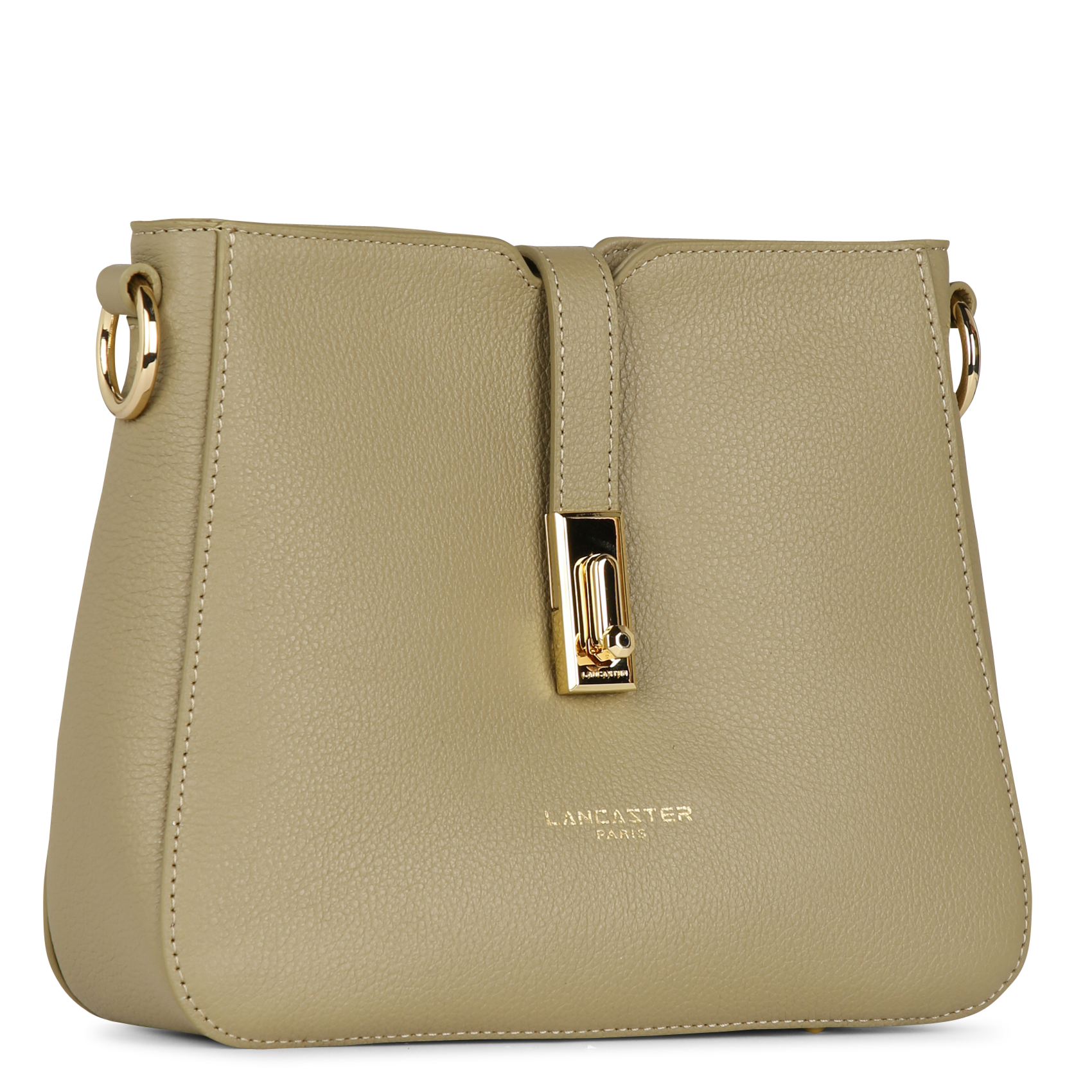Calfskin leather messenger bag LANCASTER PARIS Khaki