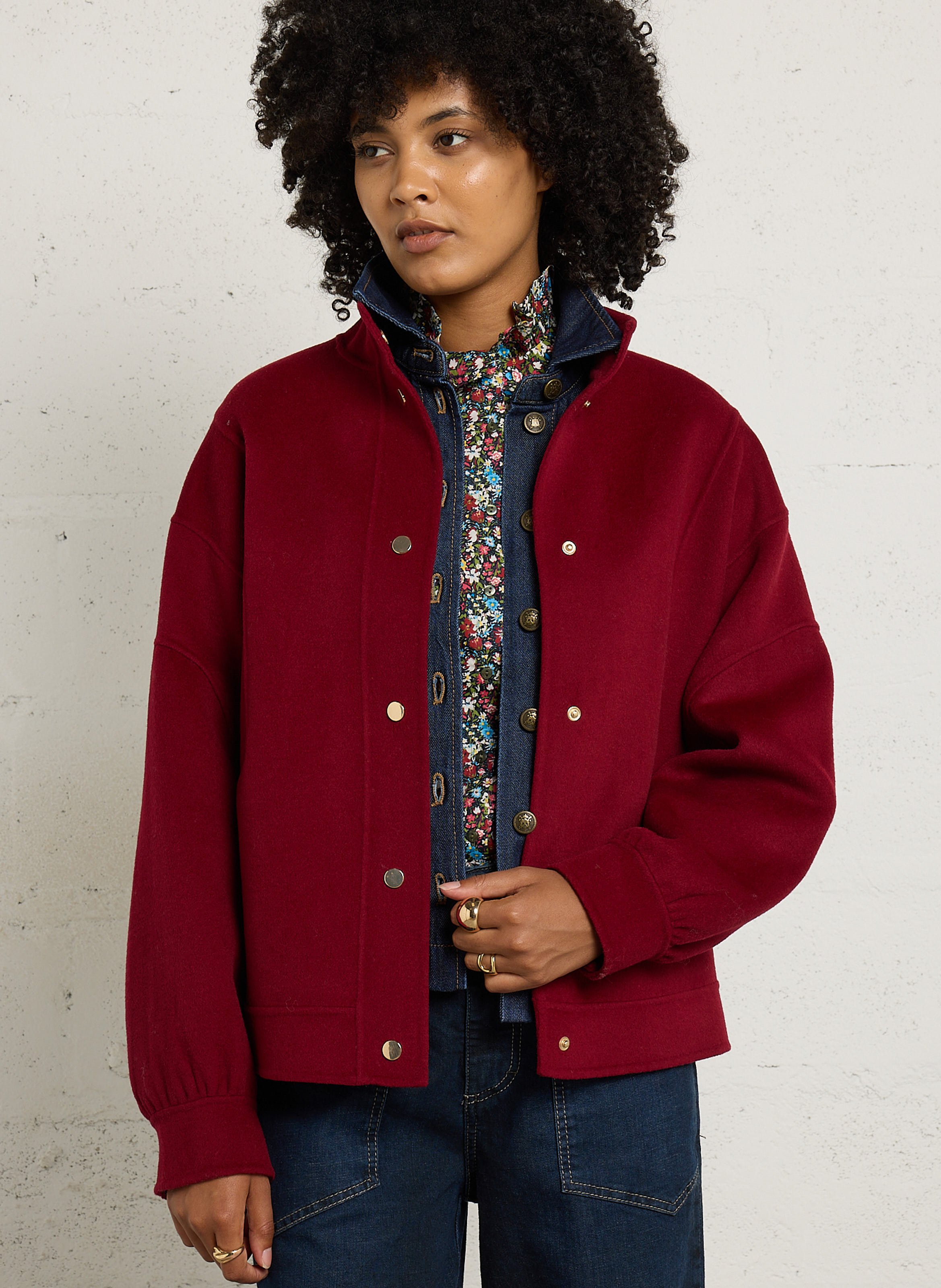 Gerade geschnittene Jacke aus Wollmix MAISON 123 Rot