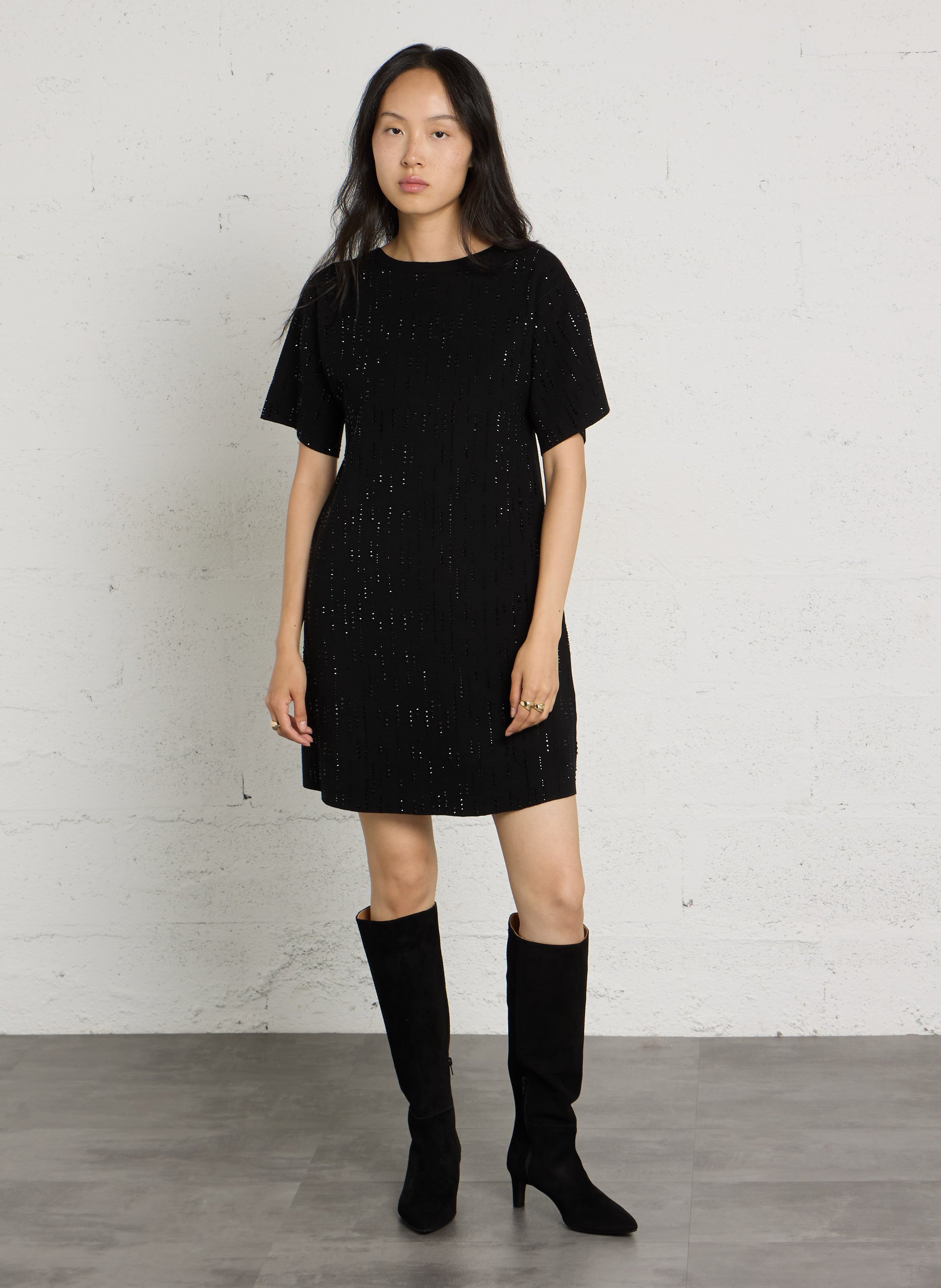 Kurzes Kleid mit strassbesetztem Dekolleté LIU JO Schwarz