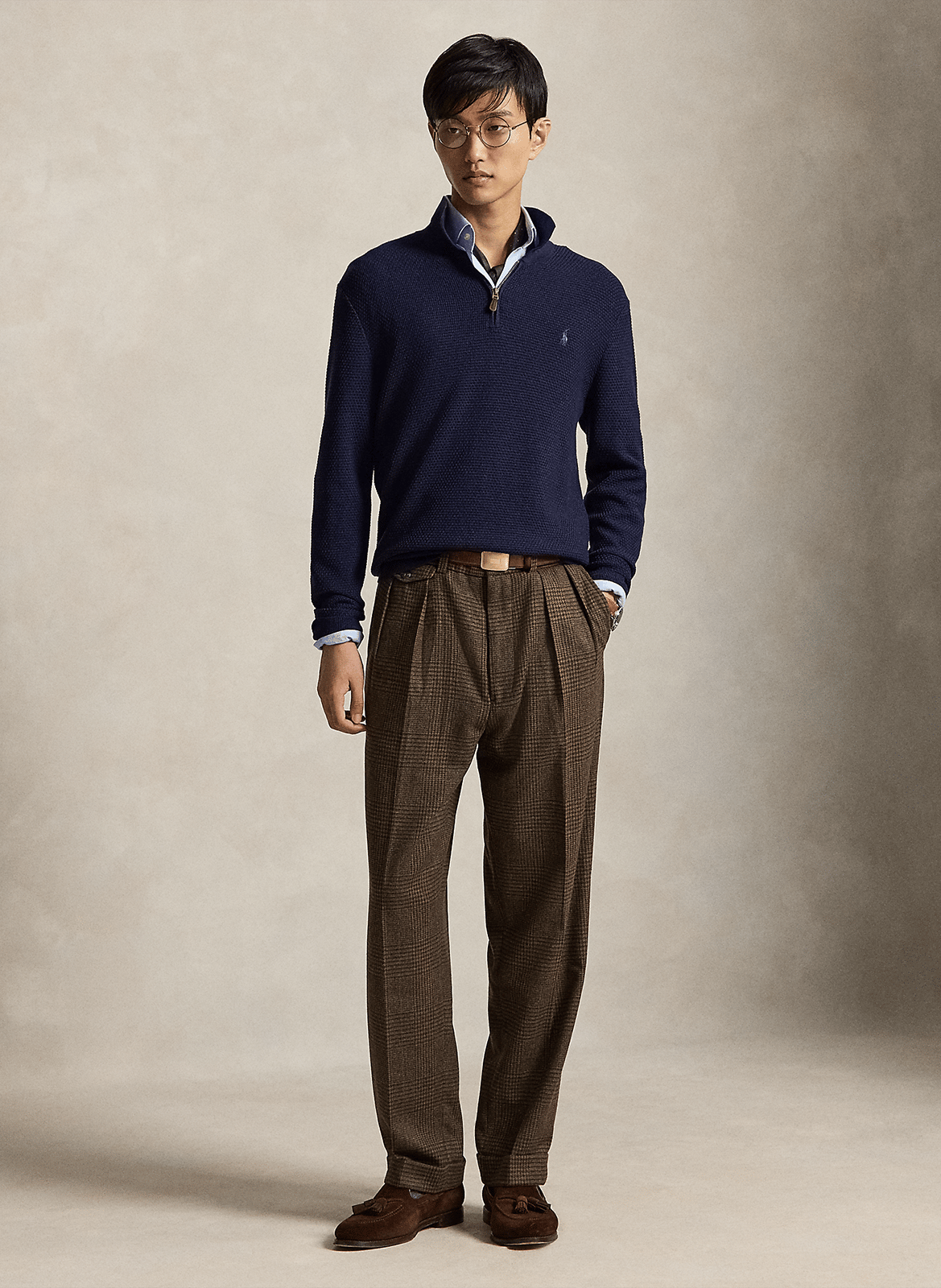 Pull à col zippé en laine POLO RALPH LAUREN Bleu
