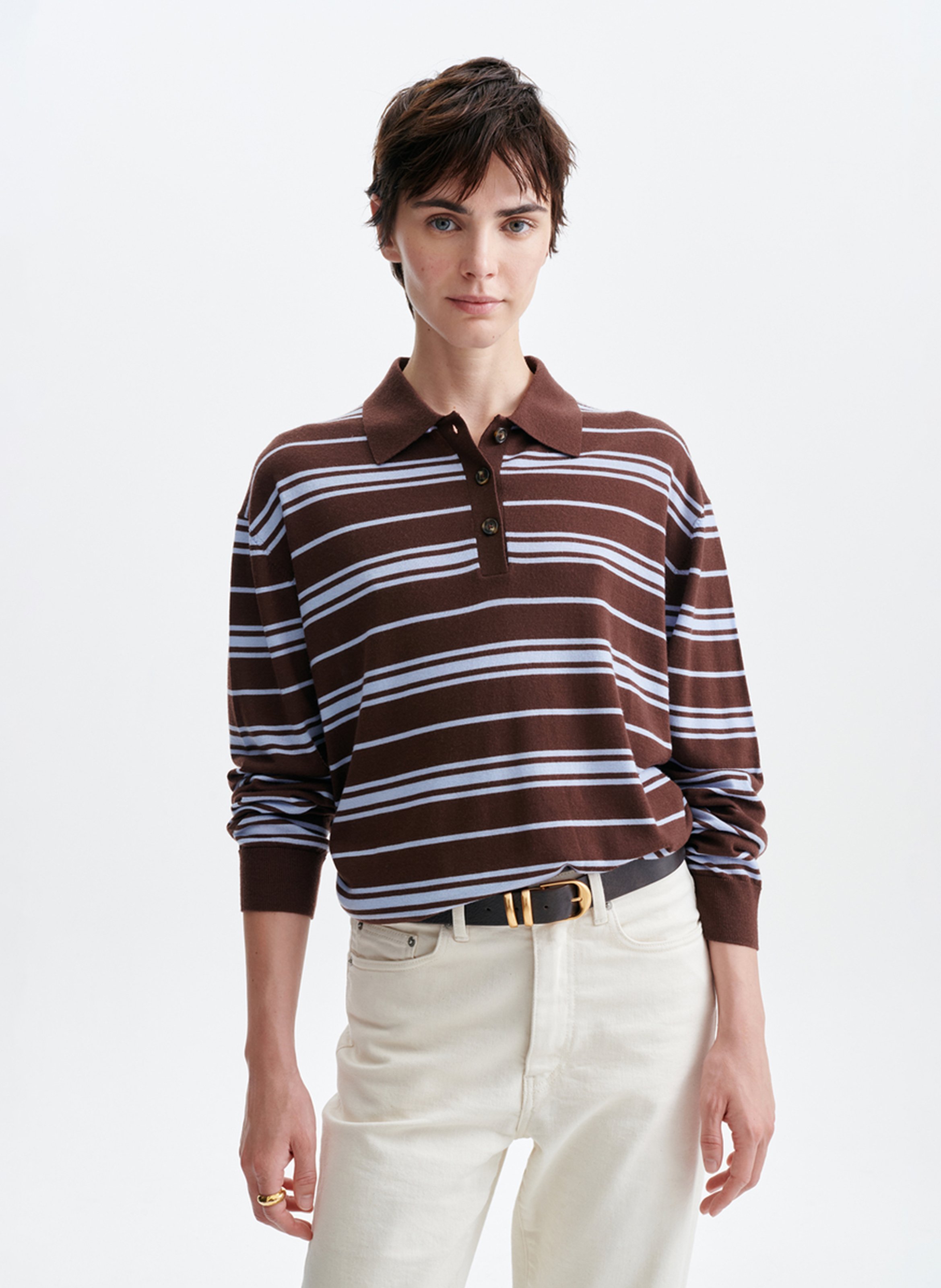 Langarm-Poloshirt aus Wolle VANESSA BRUNO Mehrfarbig