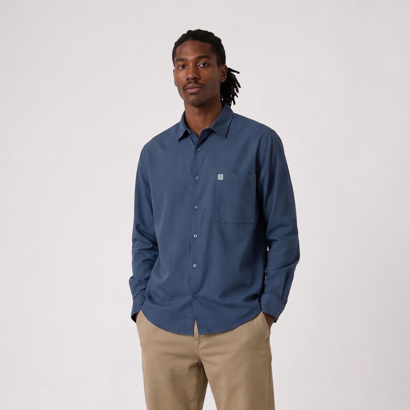 SBPLAY blue stretch twill long-sleeved shirt SERGE BLANCO Blue
