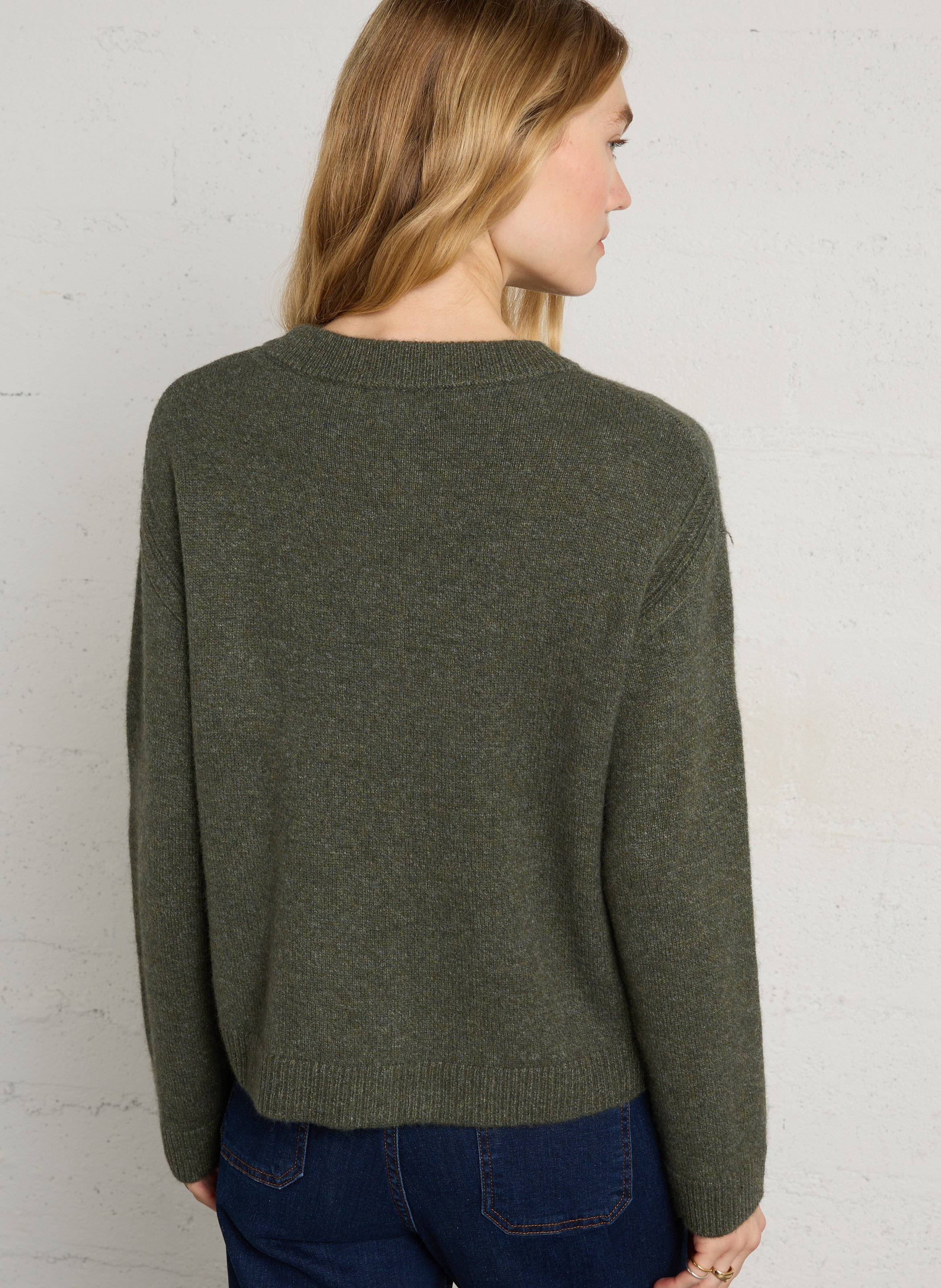 Gilet droit boutonné en laine MAISON 123 Vert